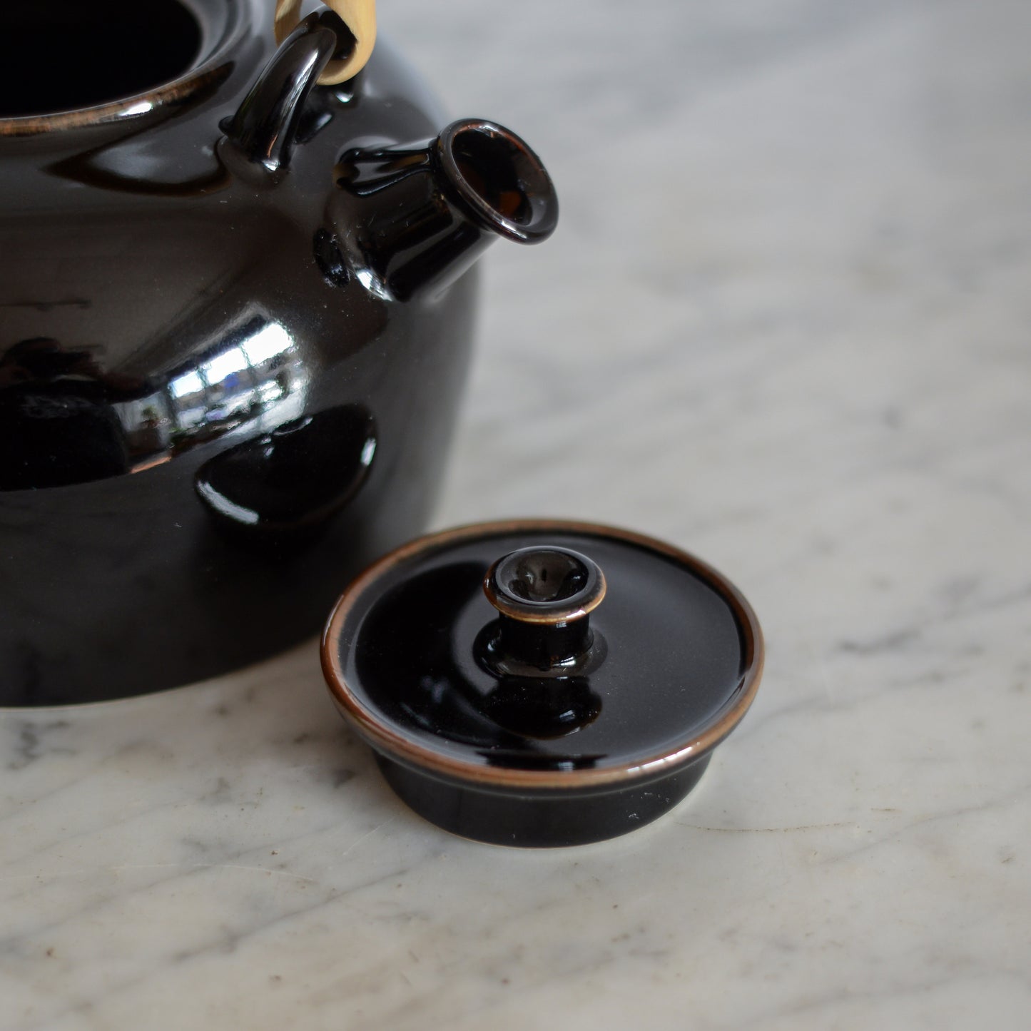 Vintage Black Ceramic Teapot by Dansk