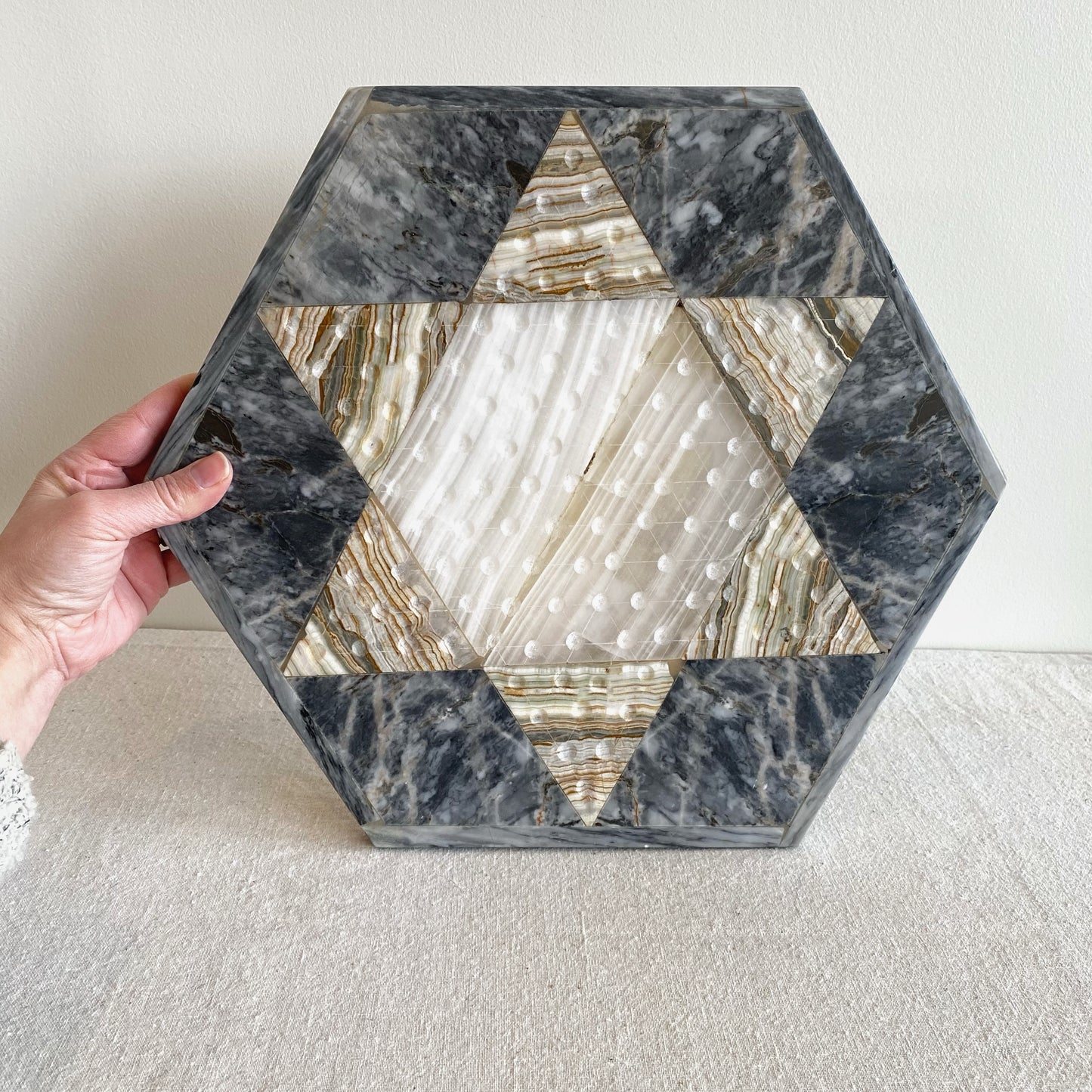 Vintage Marble Stone Chinese Checker Board
