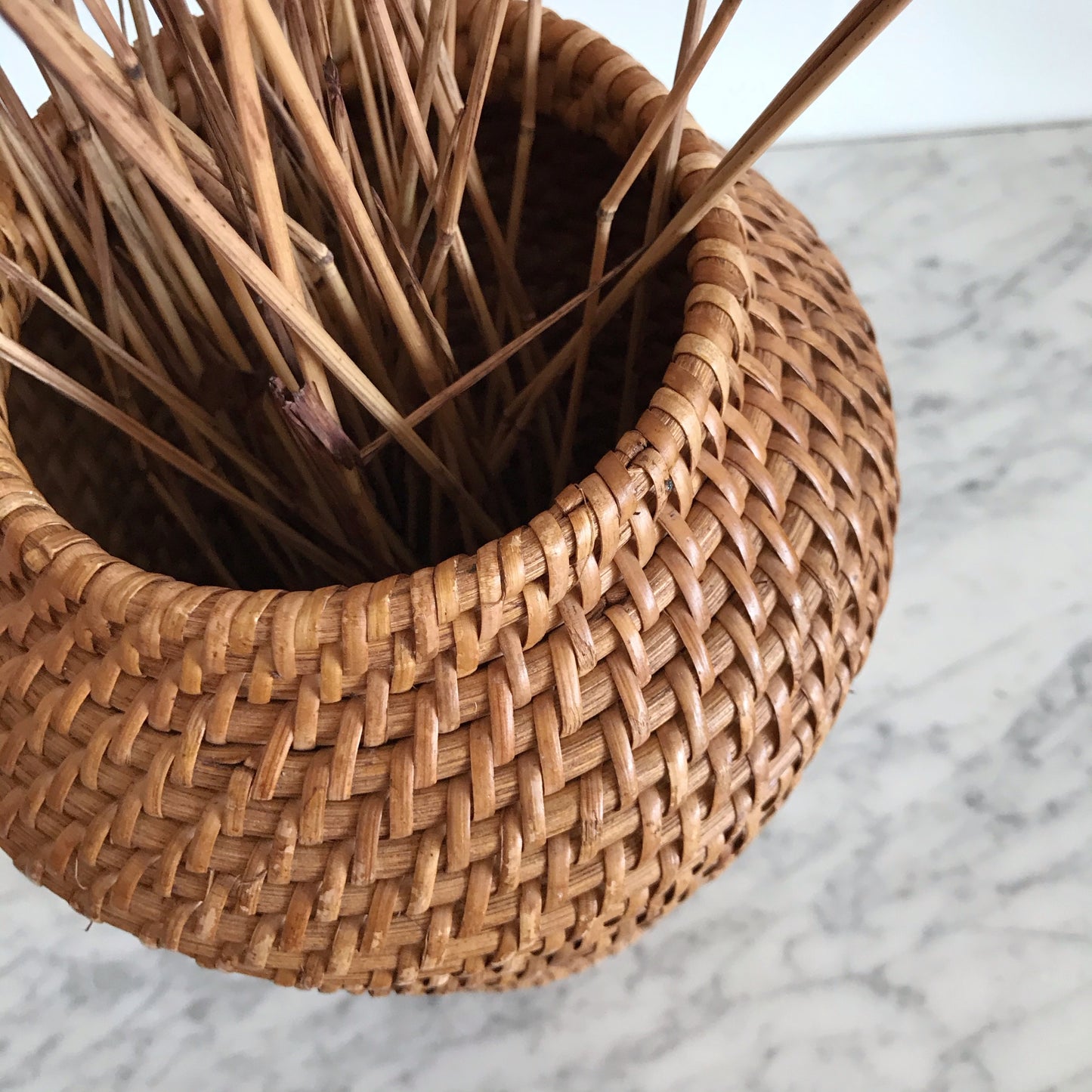 Large Woven Wicker Vessel, 11.5"