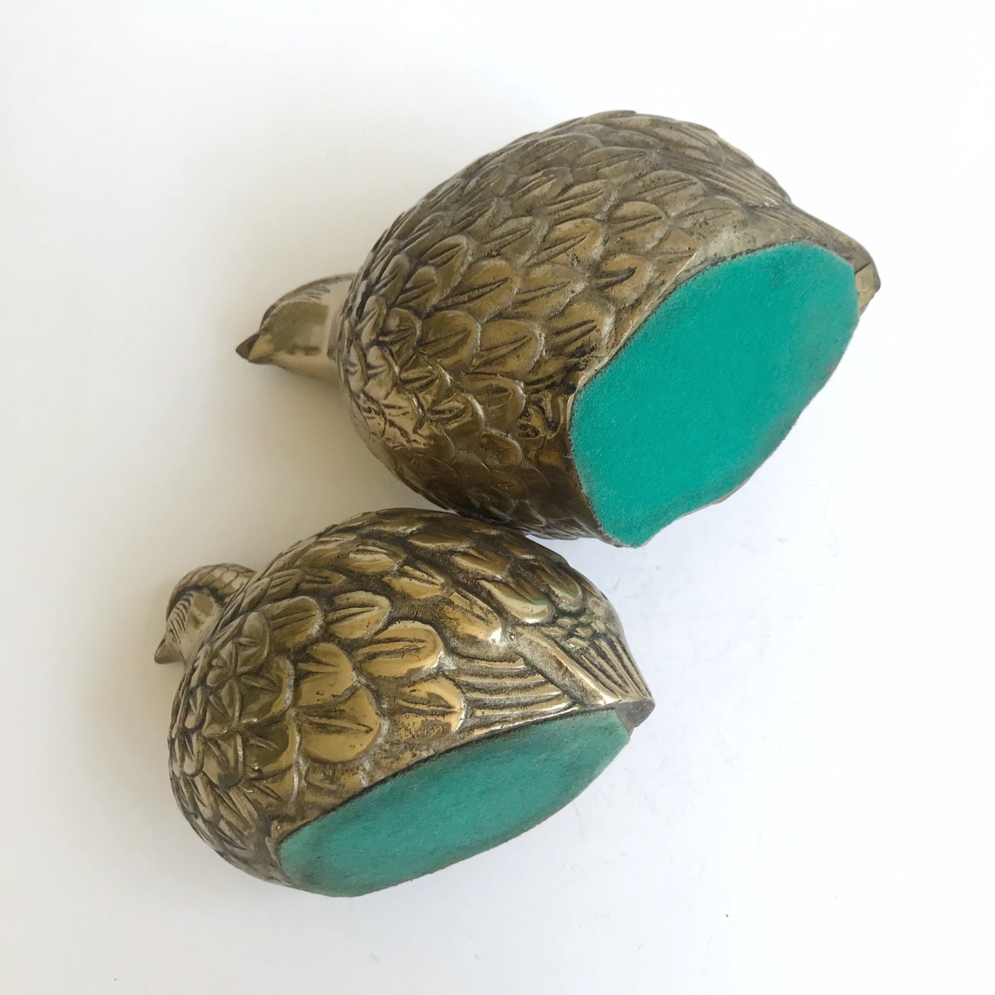 Pair of Beautiful Vintage Brass Quail
