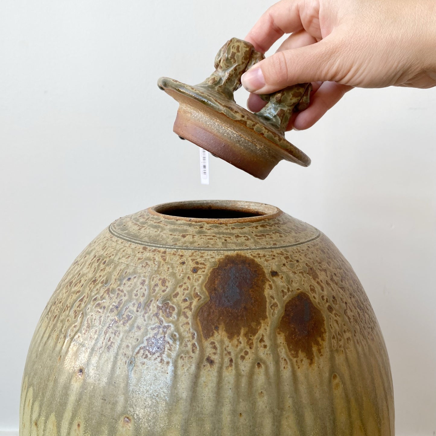 XL Antique Lidded Pottery Vessel
