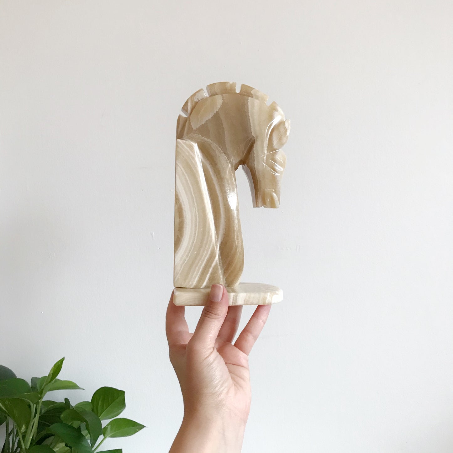 Large Vintage Marble Horse Statue / Bookend