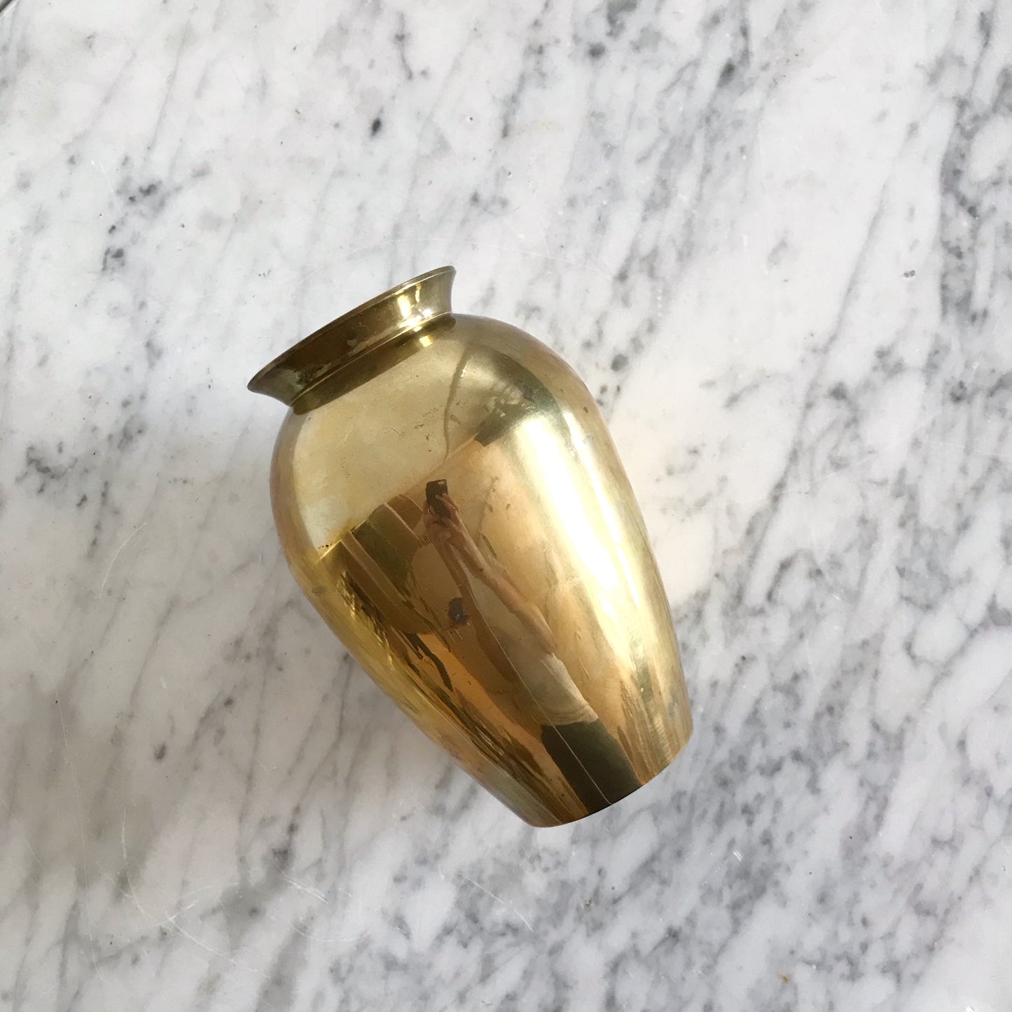 Vintage Brass Urn Vase, 6”