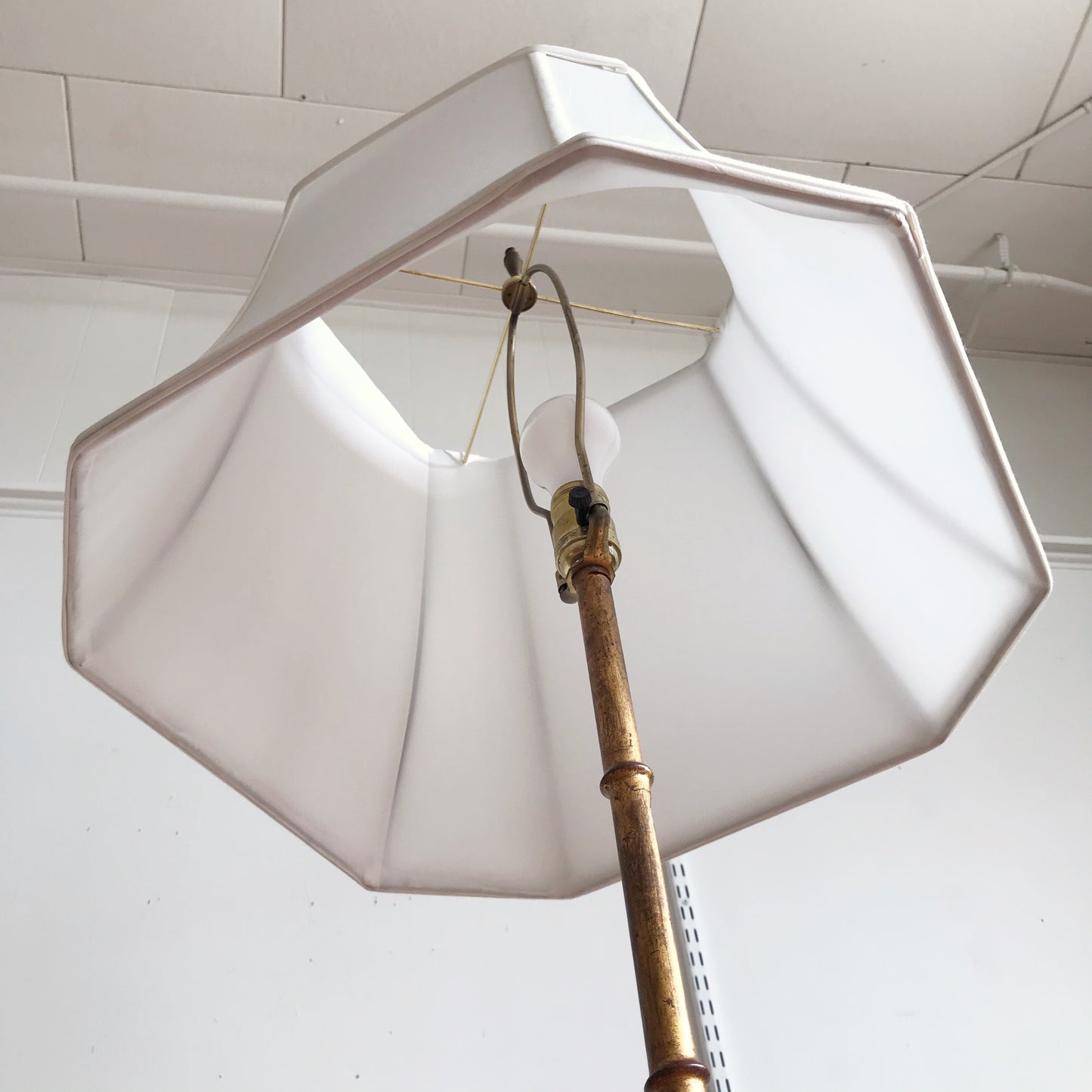 Vintage Hollywood Regency Gold Bamboo Floor Lamp