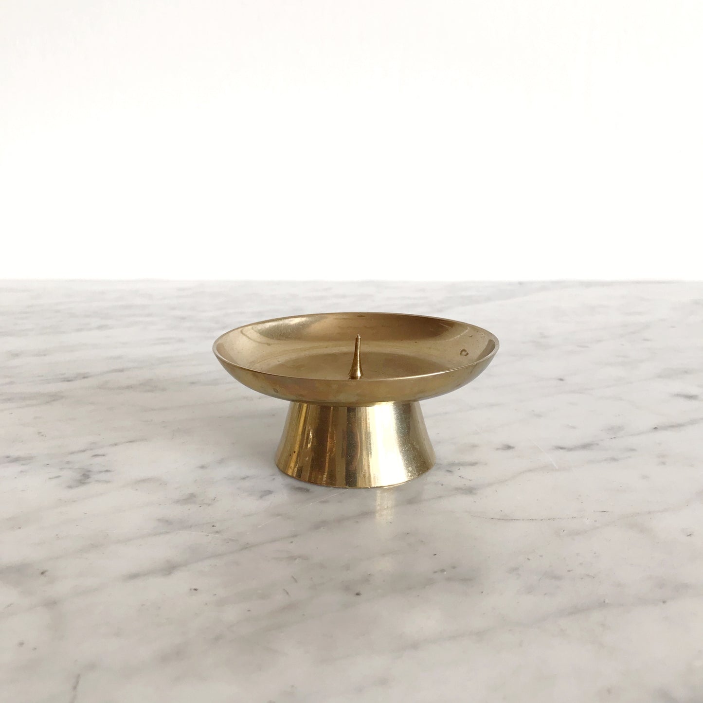 Simple Brass Pillar Candle Holder