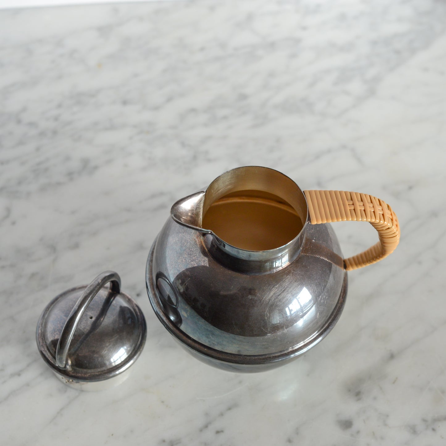Vintage Silver Teapot with Wrapped Handle