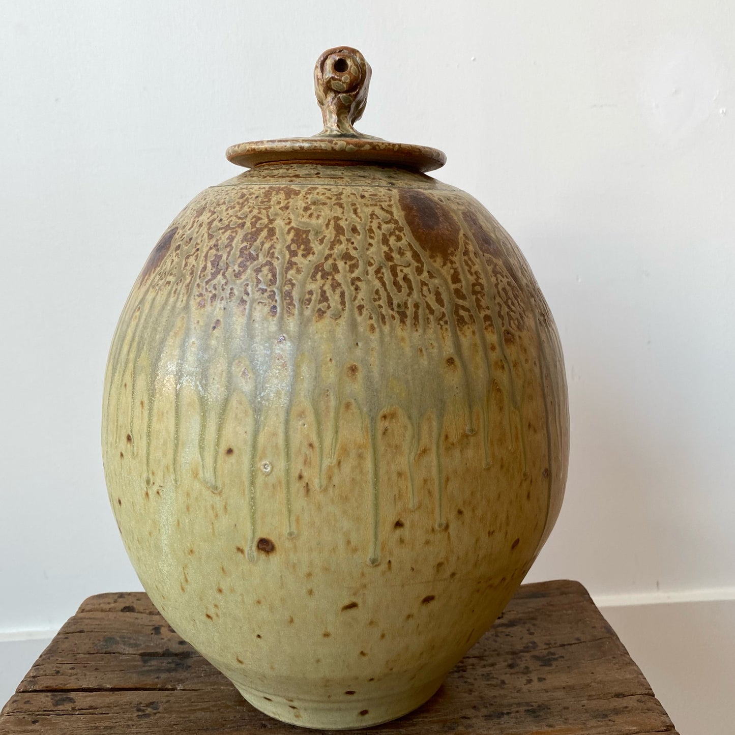 XL Antique Lidded Pottery Vessel