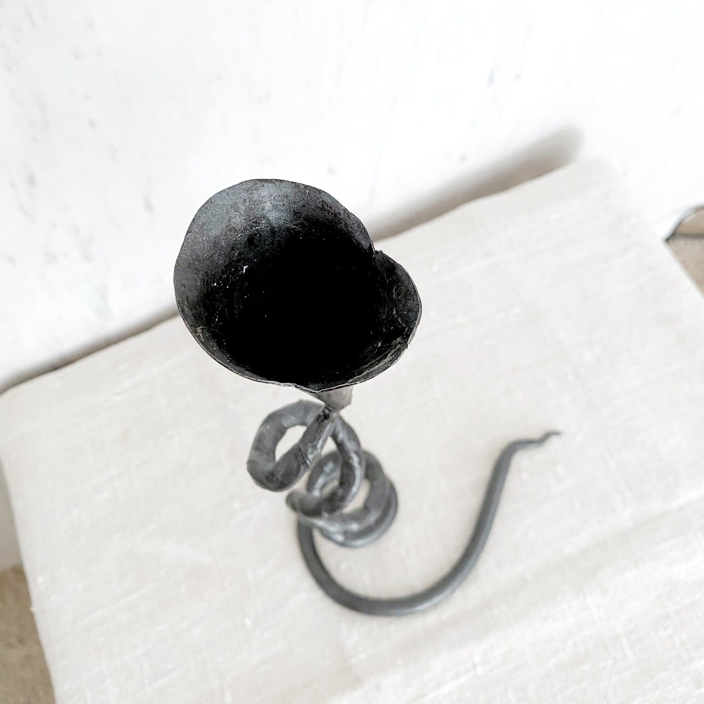 Vintage Twisted Iron Candle Holder, 12.25"