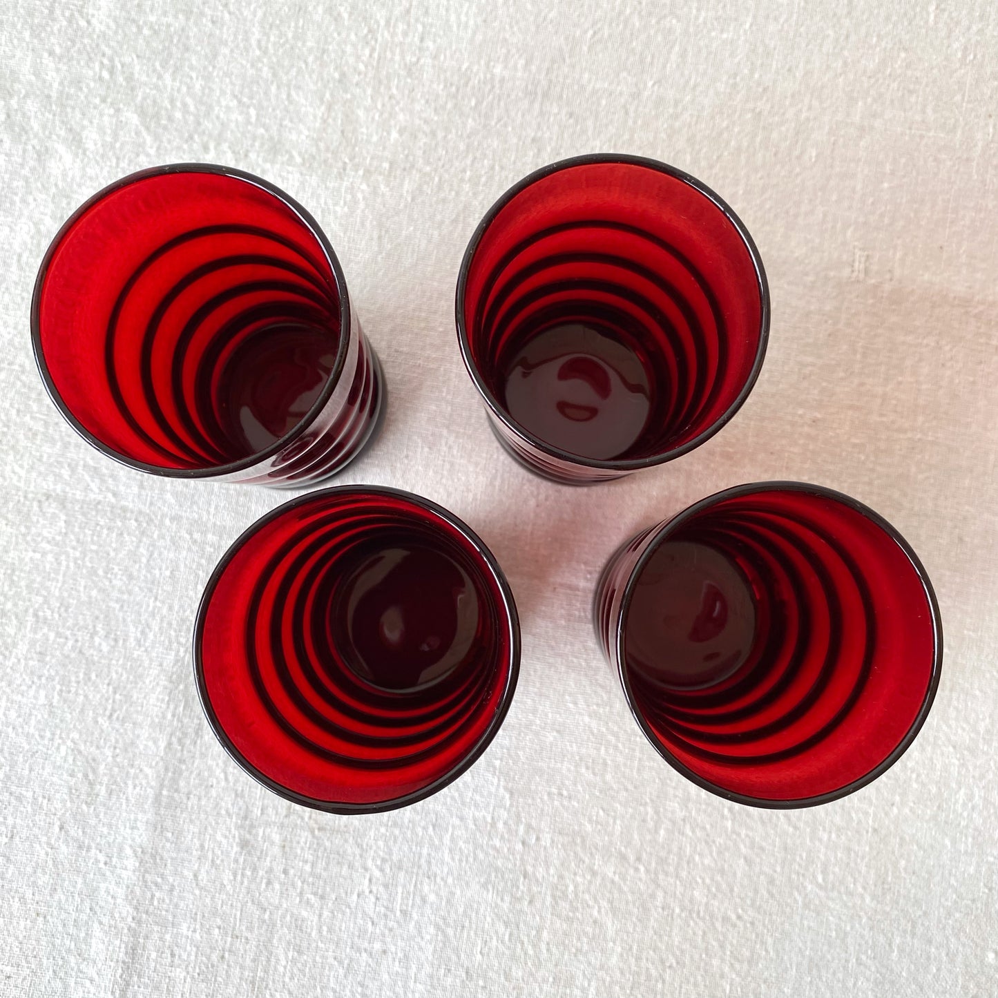 Set of 4 Vintage Red “Bubble” Glasses