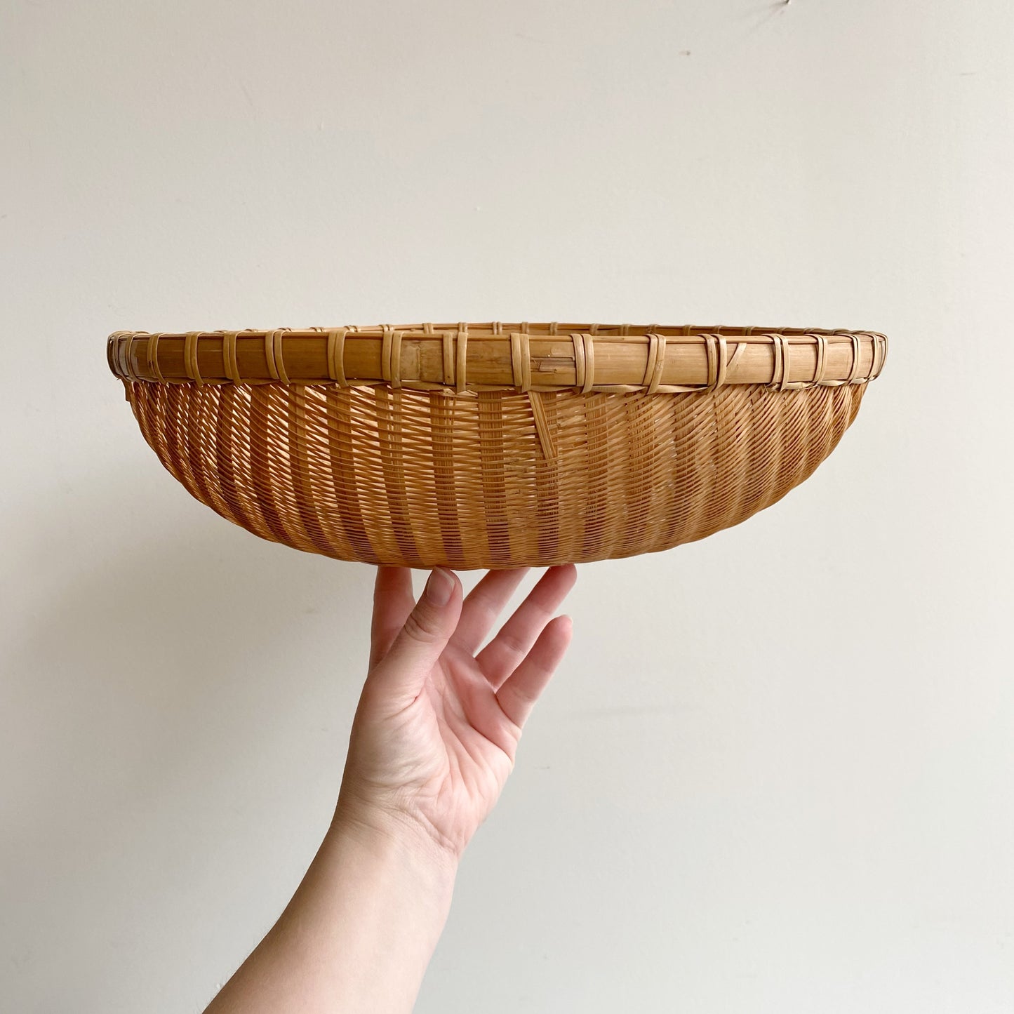 Vintage Natural Woven Winnowing Basket, 14”