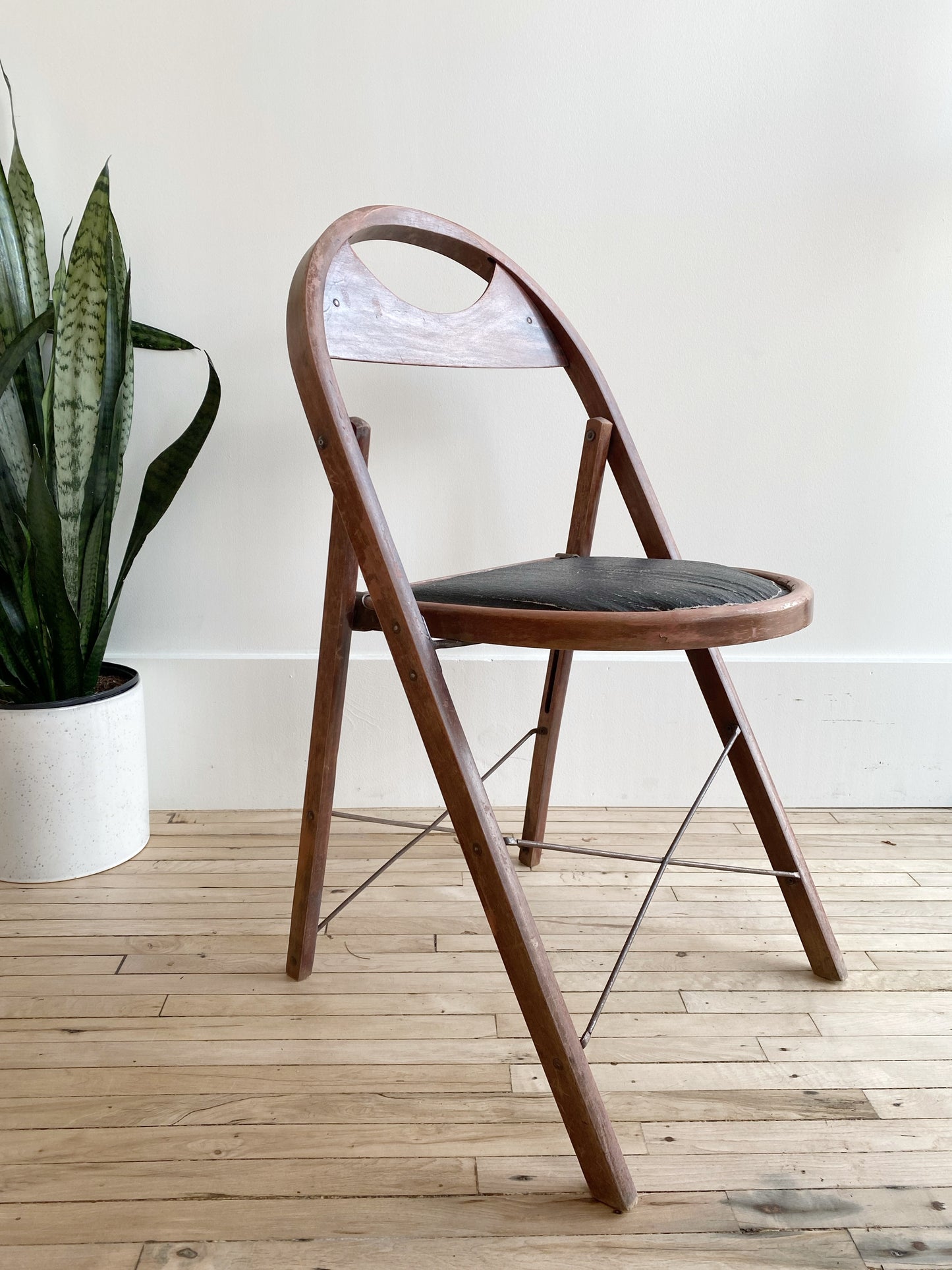 Vintage 1930’s Folding Chair with Black Seat