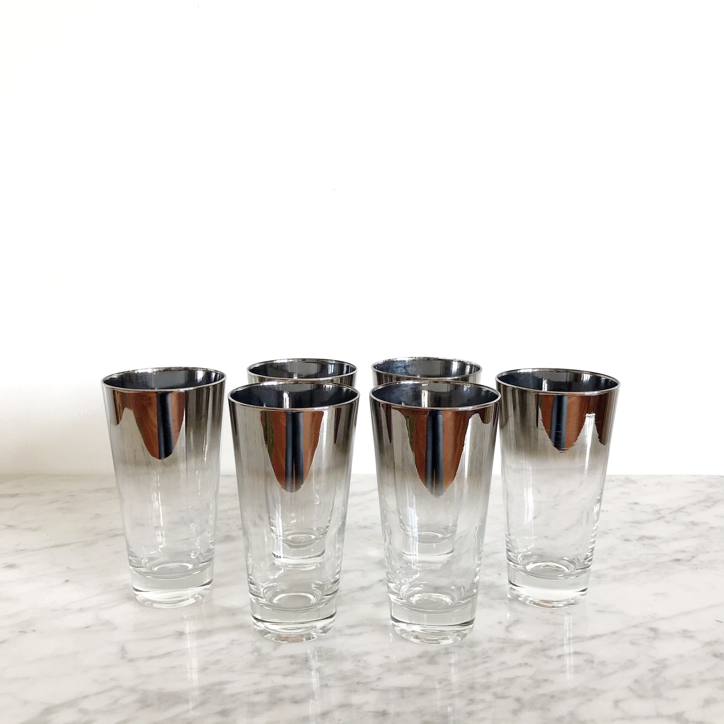 Set of 6 Vintage Silver Ombré Glasses