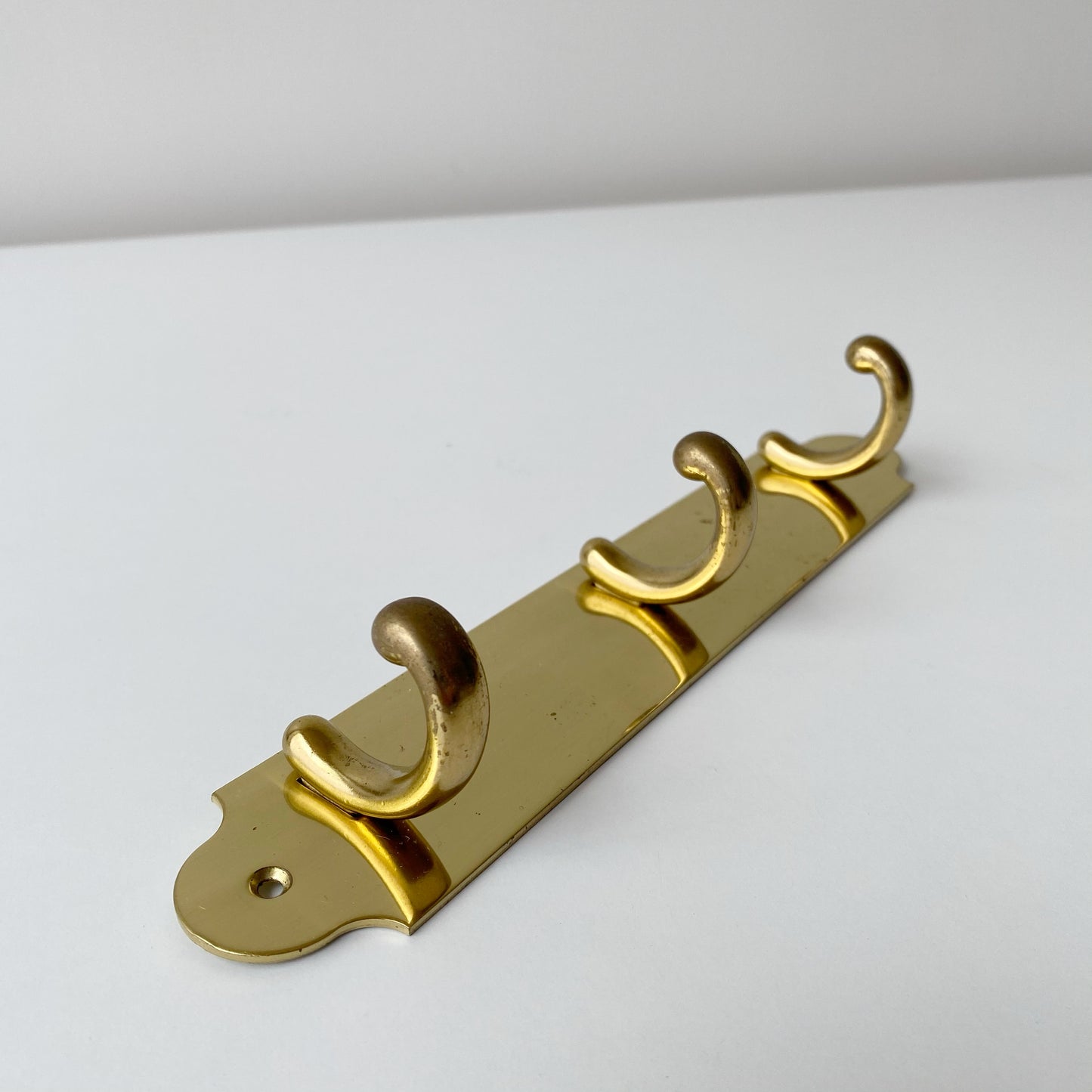 Vintage Brass Wall Hooks on Plaque