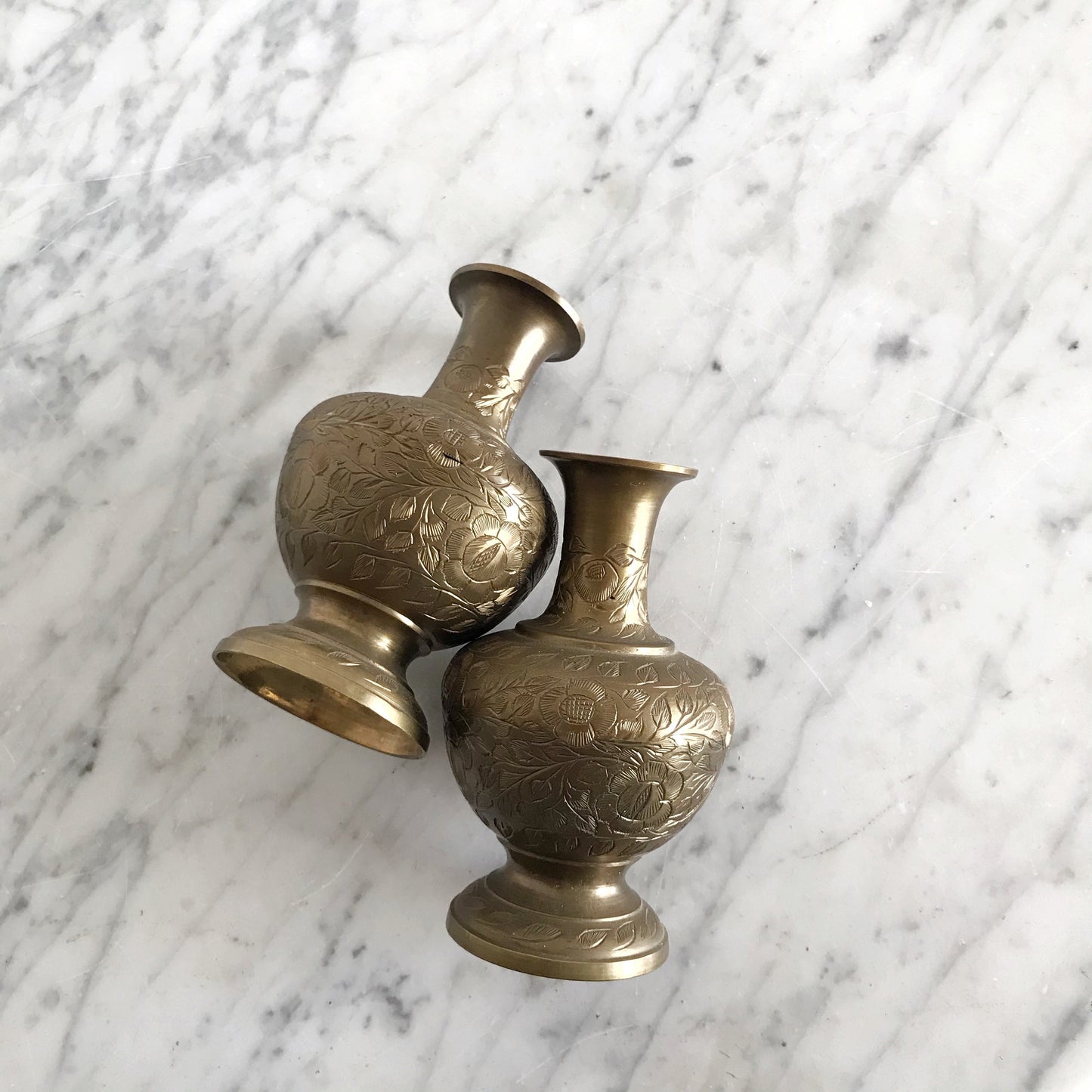 Vintage Etched Brass Vase