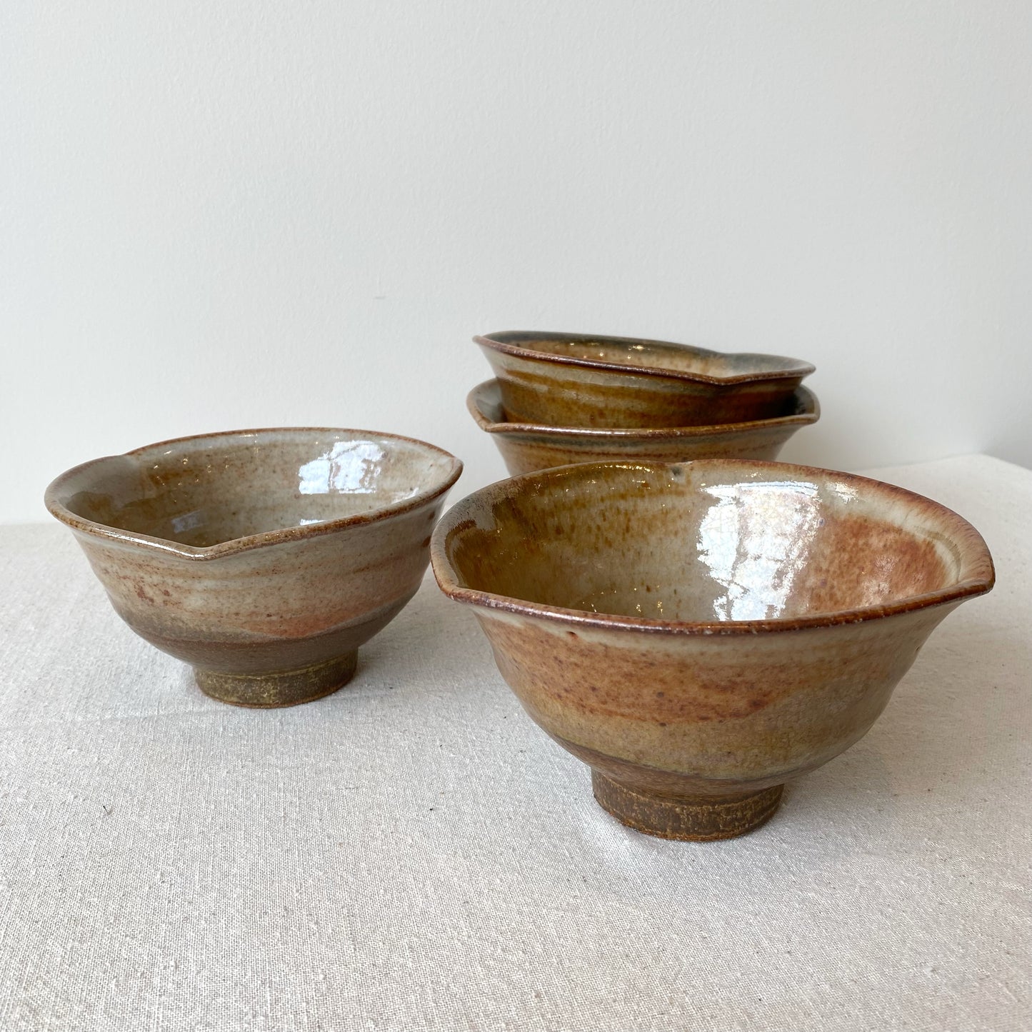 Set of 4 Vintage Wabi Sabi Stoneware Bowls