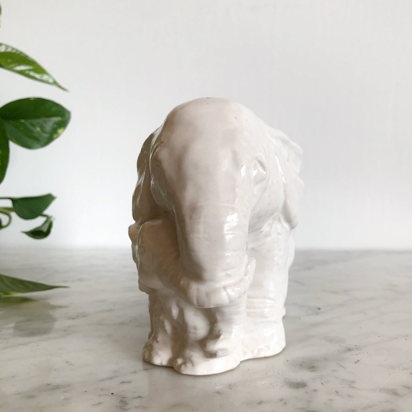 Vintage White Ceramic Elephant Planter