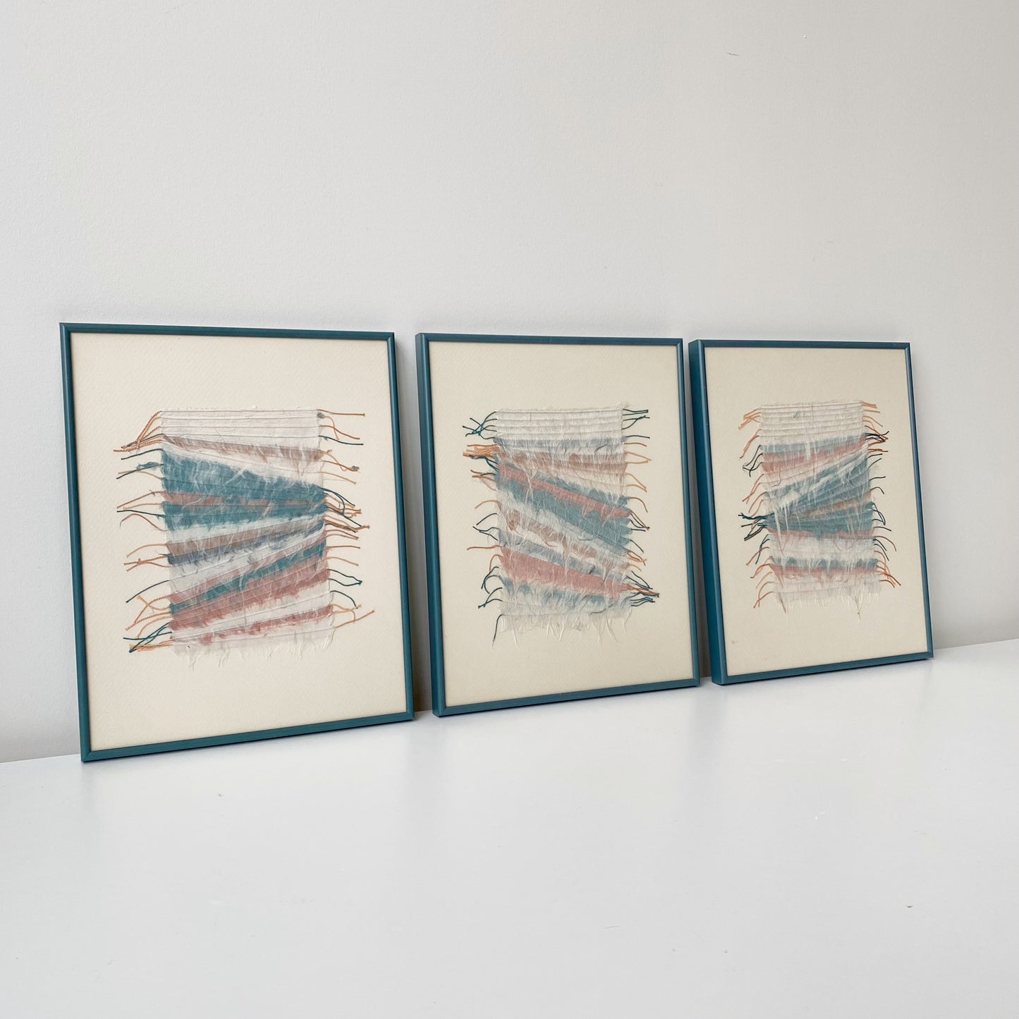 Vintage Framed Fiber Art Piece, 11 x 14