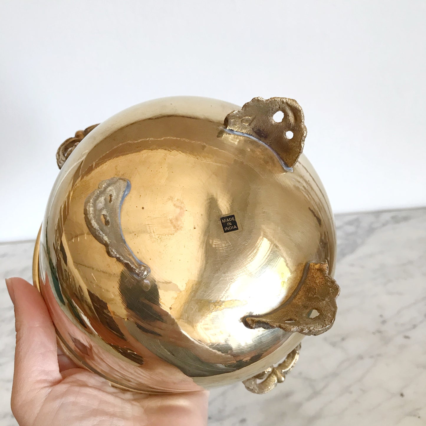 Vintage Footed Brass Planter with Handles