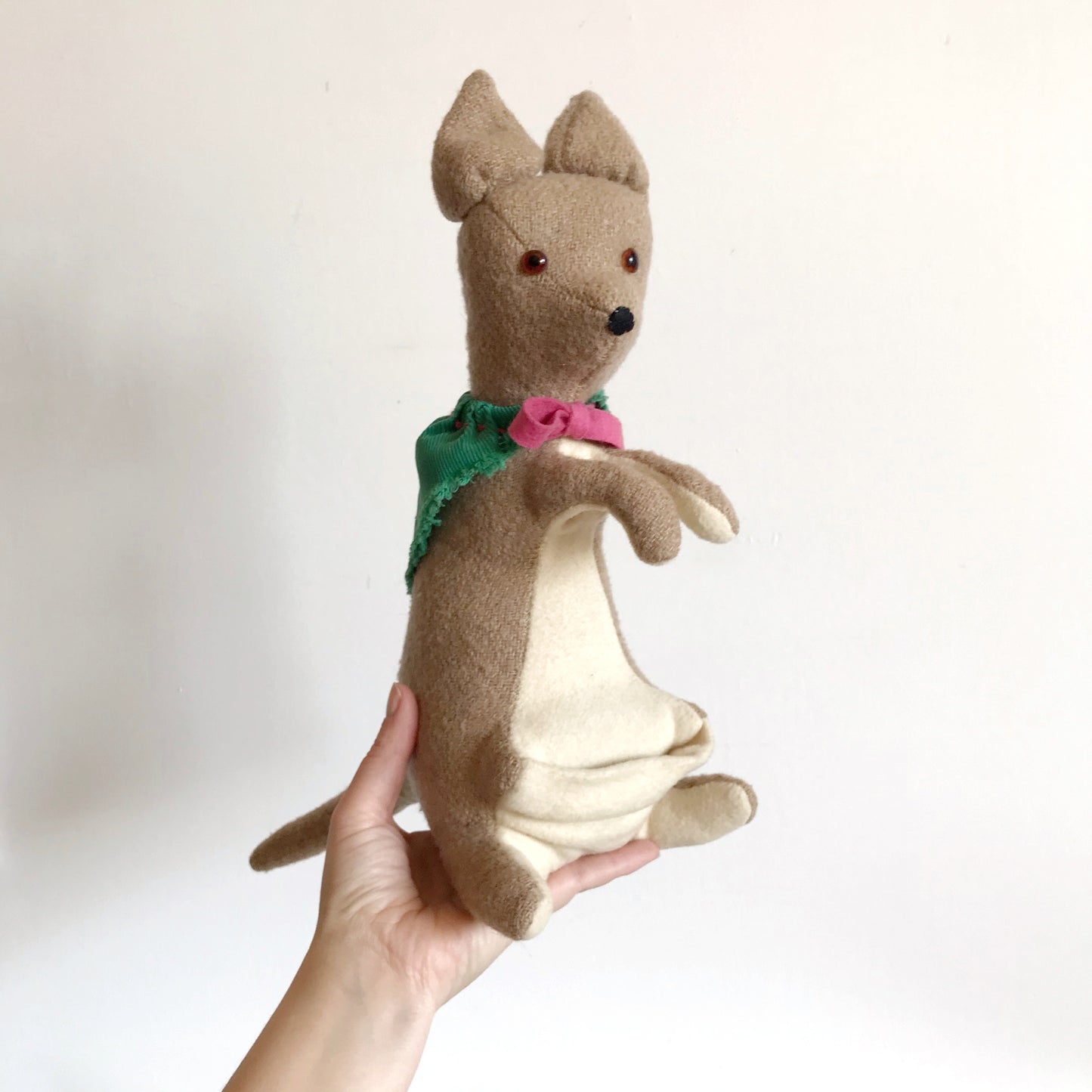 Handmade Wool Kangaroo Toy / Soft Sculpture