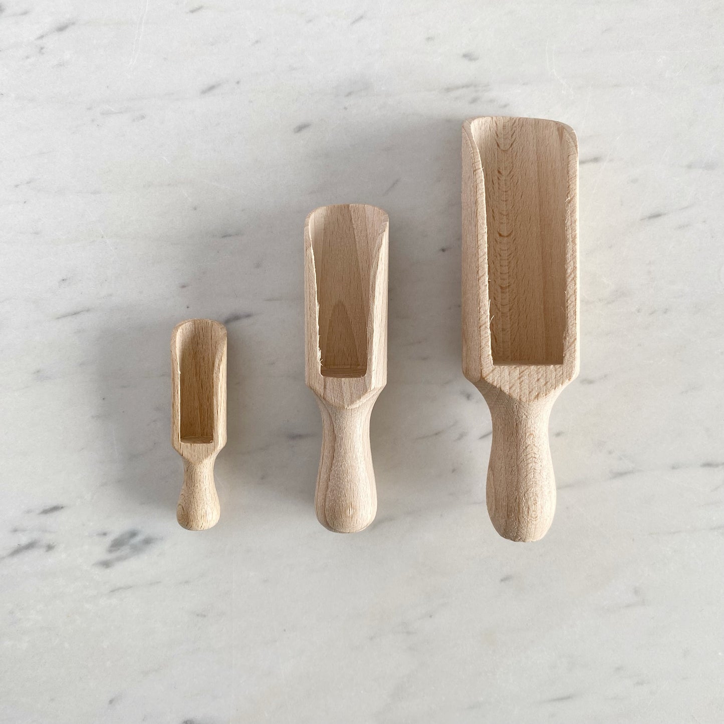 Trio of 3 Little Wooden Scoops