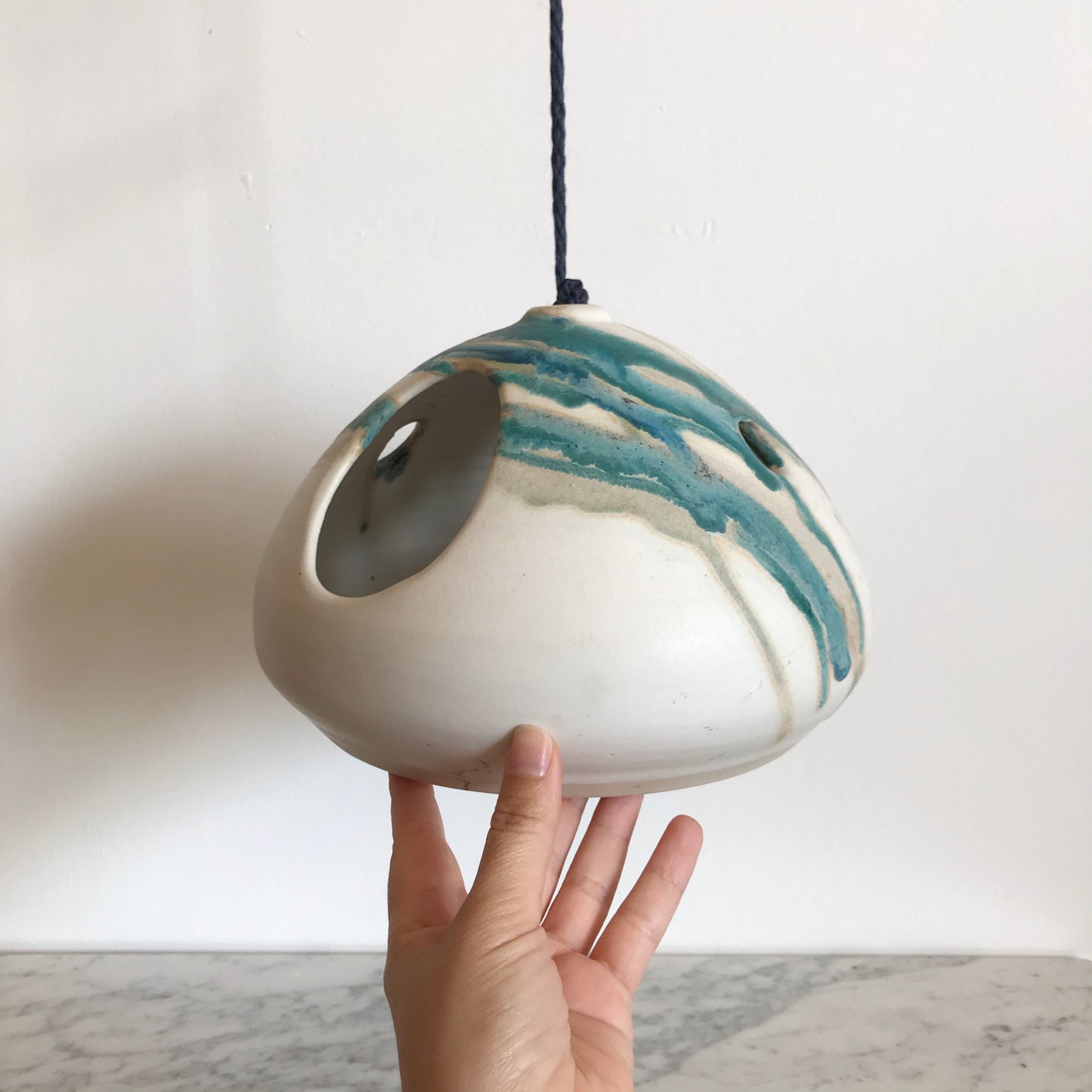 Vintage Hanging Ceramic Bird Feeder