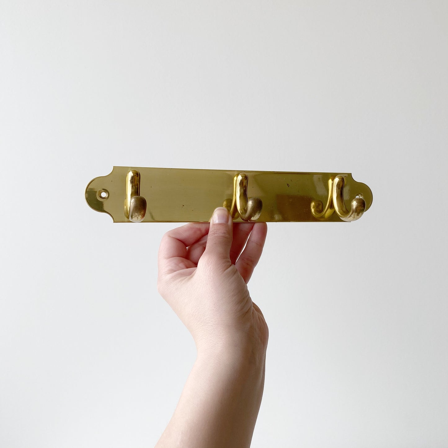 Vintage Brass Wall Hooks on Plaque