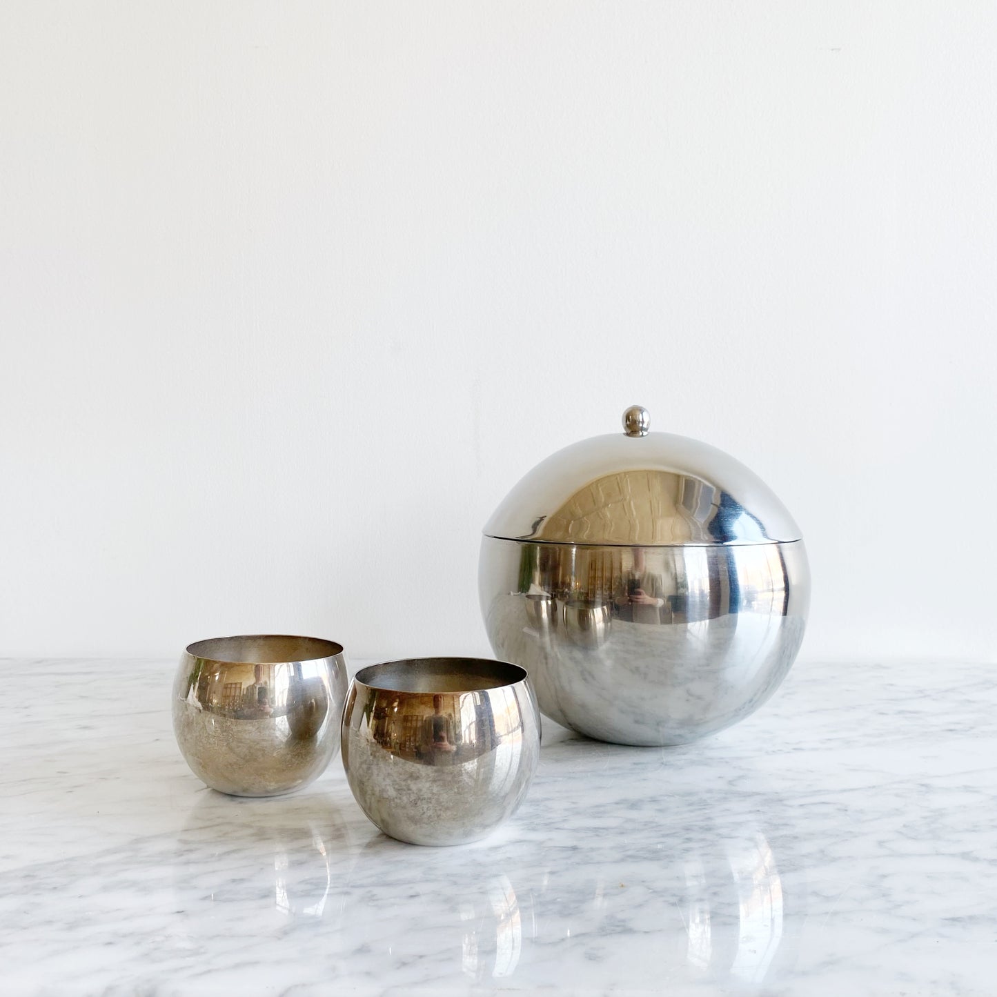 Found Polished Silver Spherical Ice Bucket