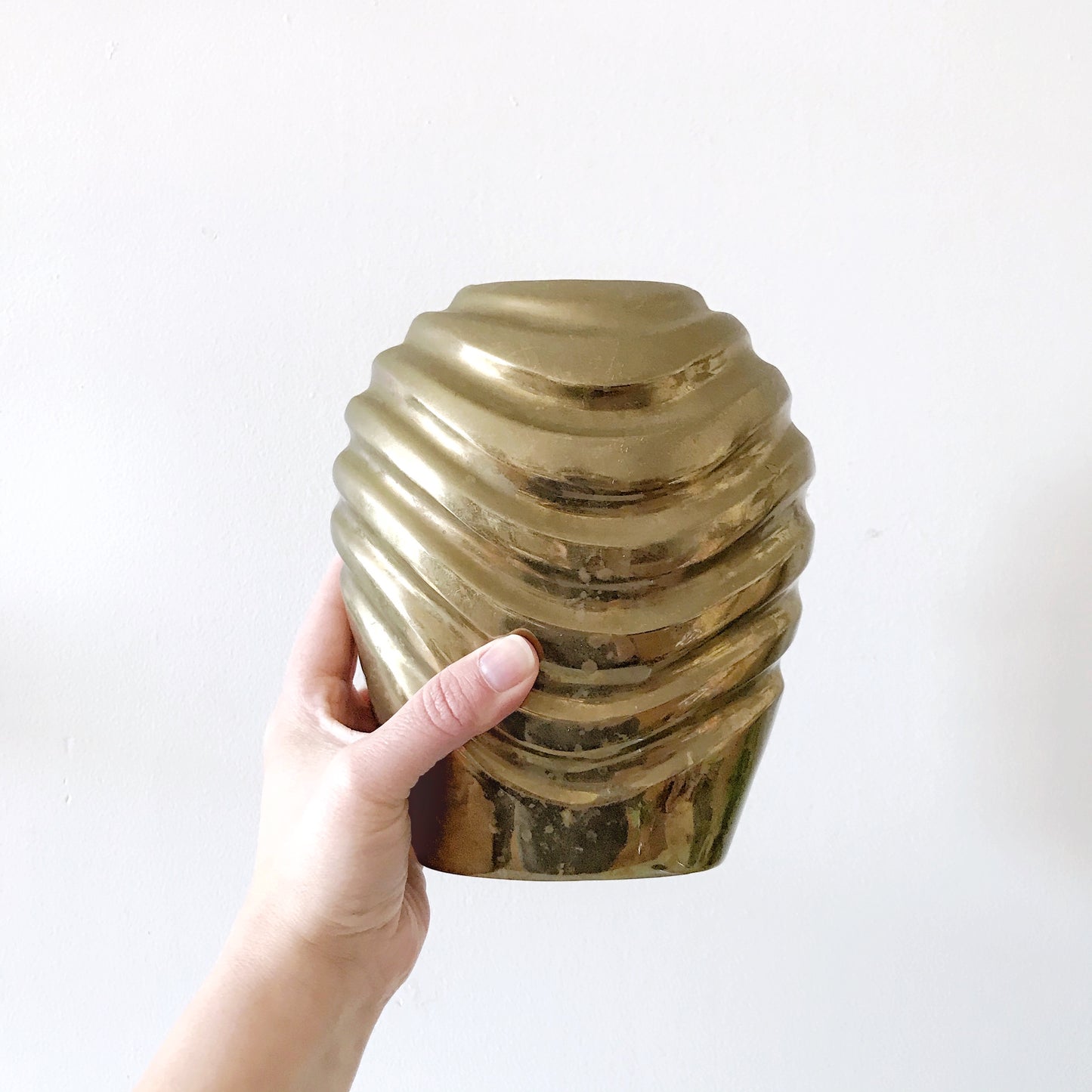 Sculptural Vintage Brass Vase