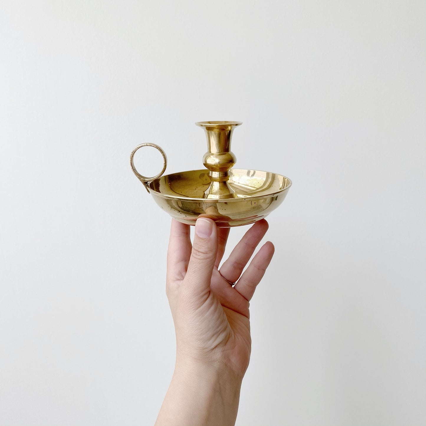 Vintage Solid Brass Candle Holder with Drip Tray