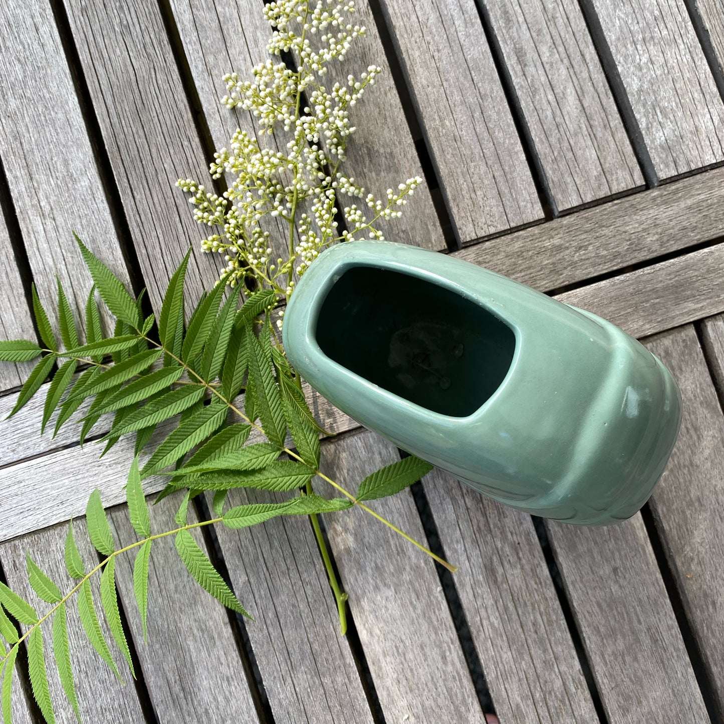Vintage 80’s Minty Green Ceramic Vase