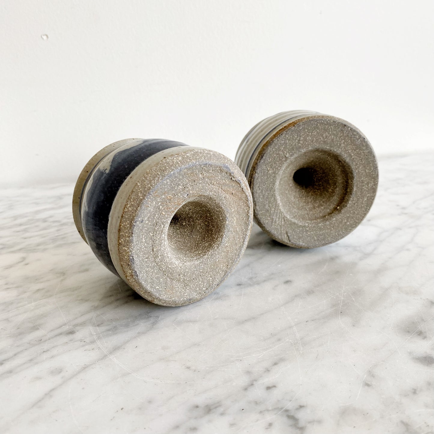 Set of Found Stoneware Salt + Pepper Shakers