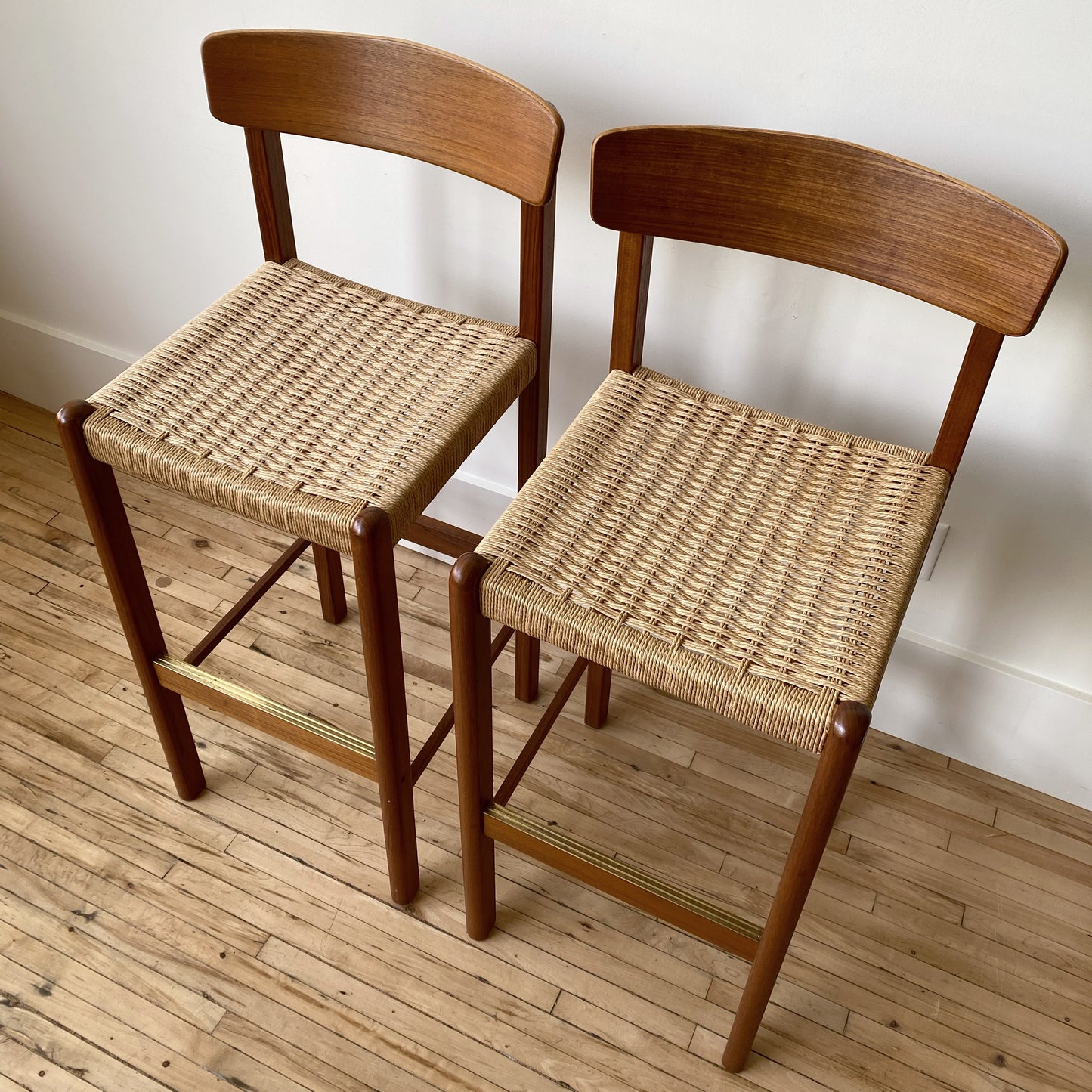 Pair of Vintage MCM Teak Barstools