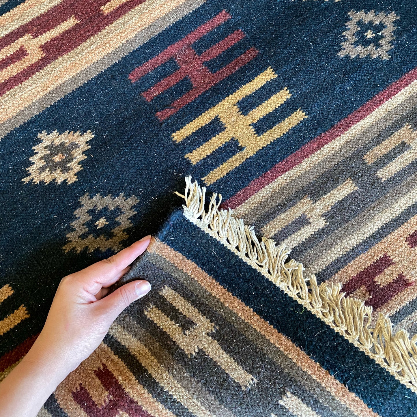 Vintage Woven Dhurrie Runner Rug (12' x 2'6")