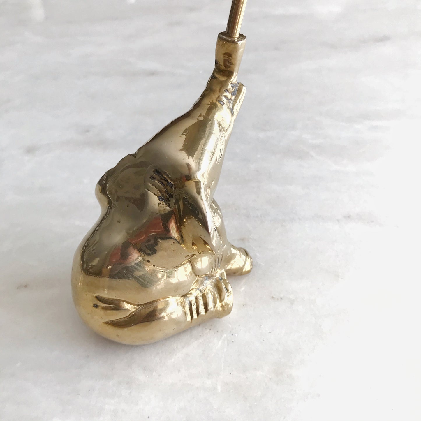 Vintage Brass Elephant with Umbrella