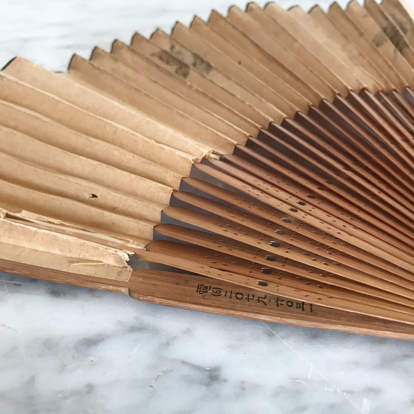 Vintage Paper Fan with Leaves
