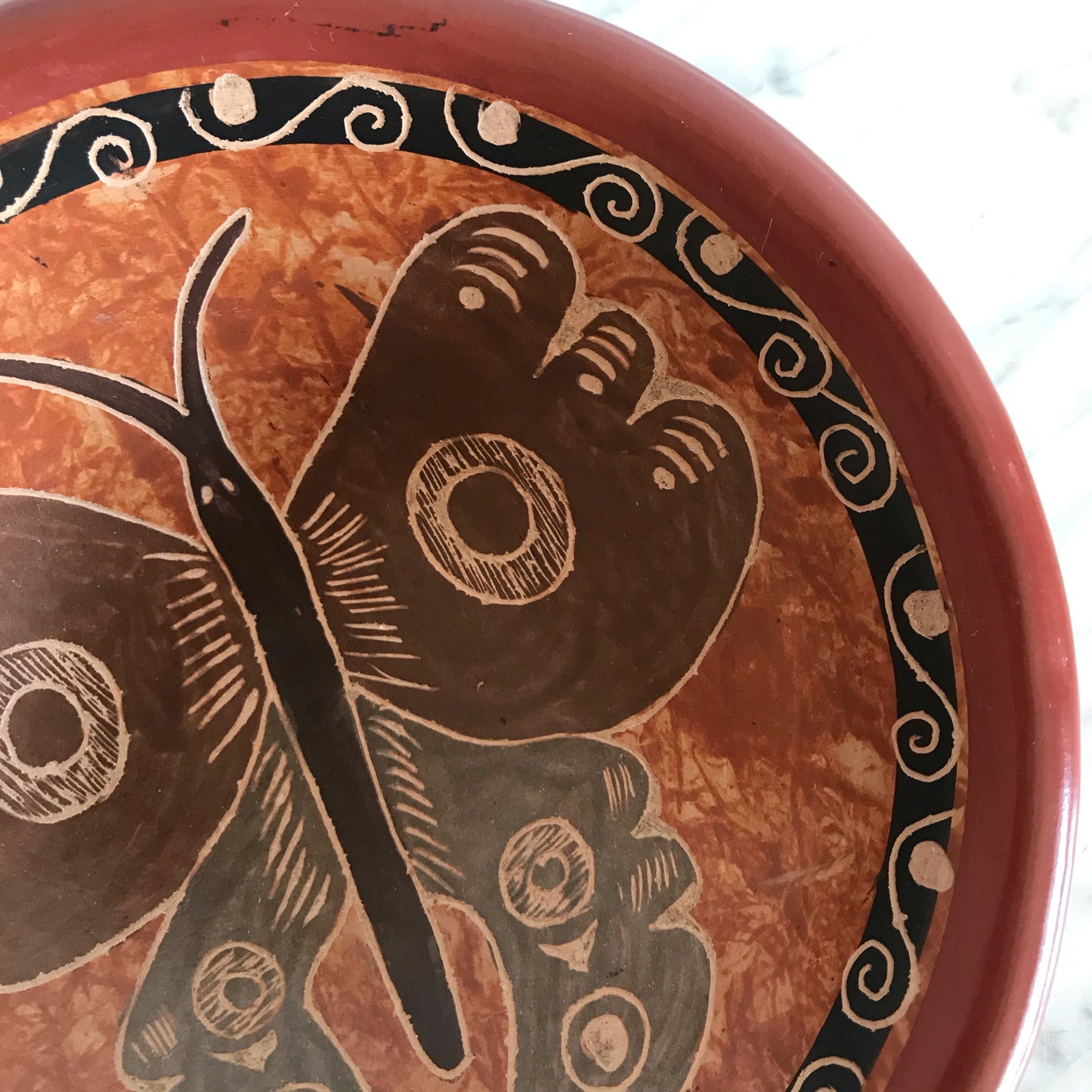 Vintage Clay Butterfly Bowl, Costa Rica