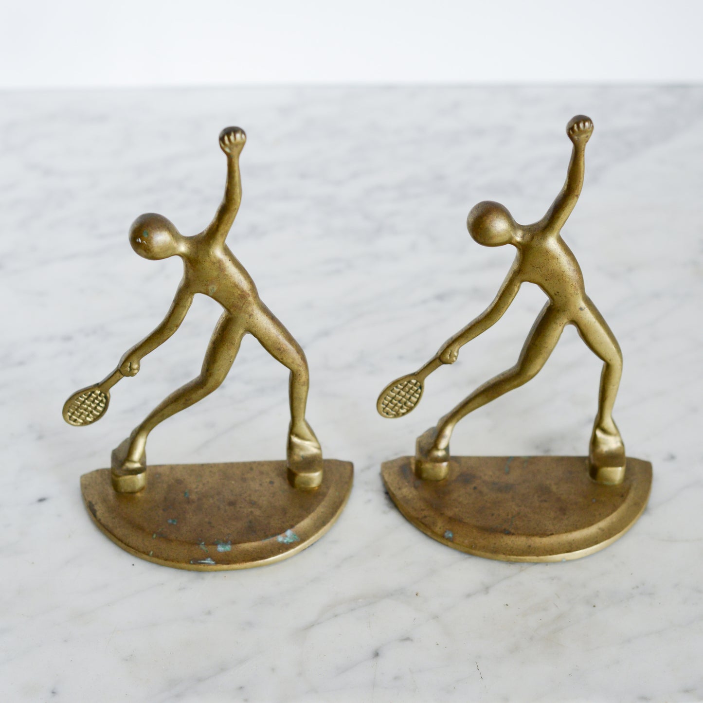 Vintage Brass Tennis Bookends