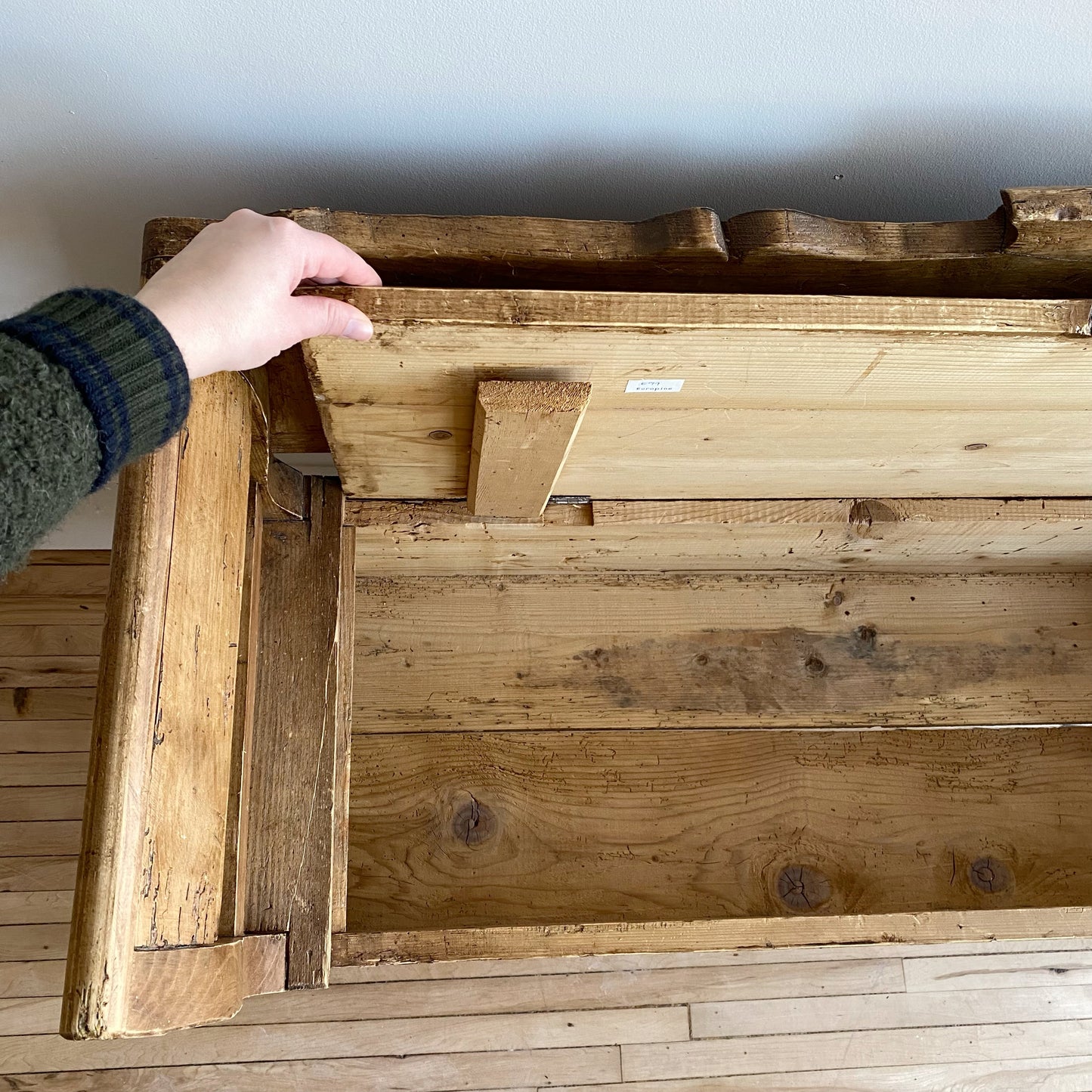 Vintage Swedish Pine Bench with Storage