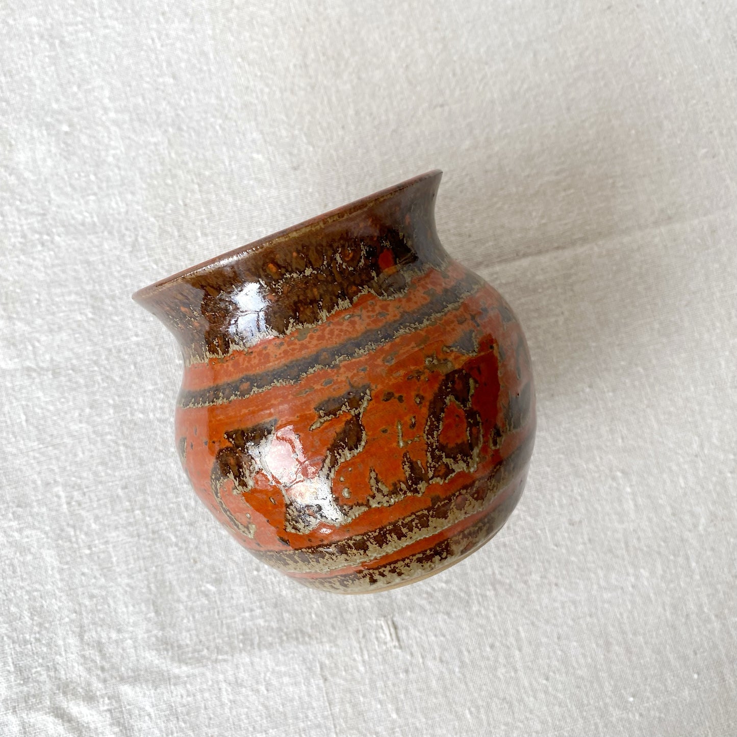 Vintage Rust + Brown Pottery Vase