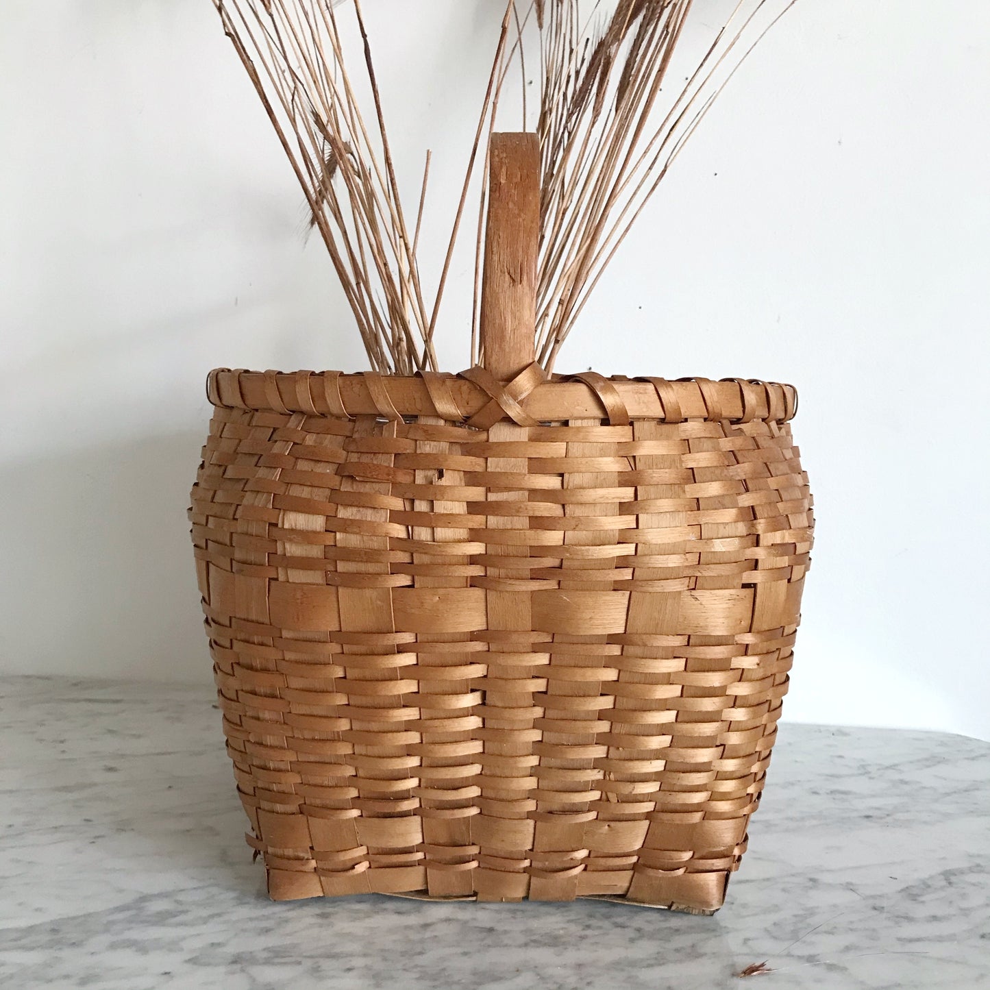 Large Vintage Handmade Woven Basket