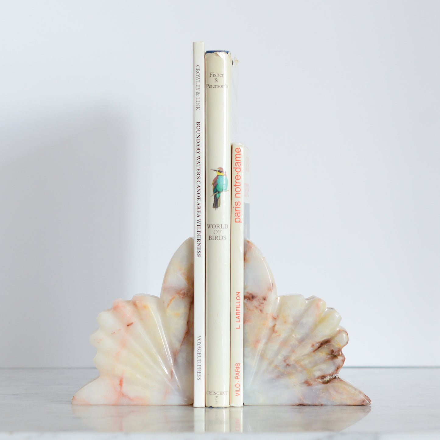 Pair of Vintage Carved Onyx Bookends