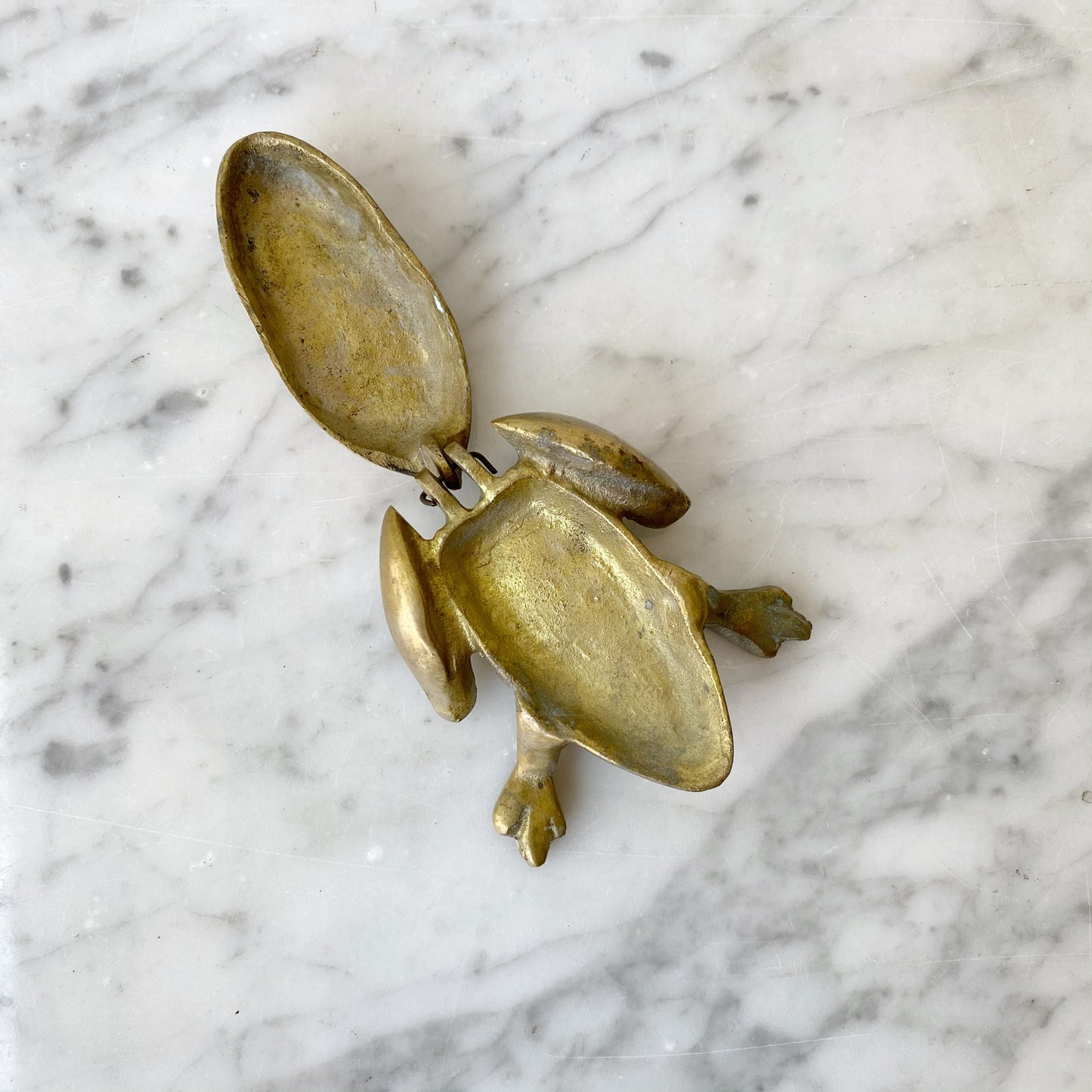 Vintage Brass Frog Trinket Box