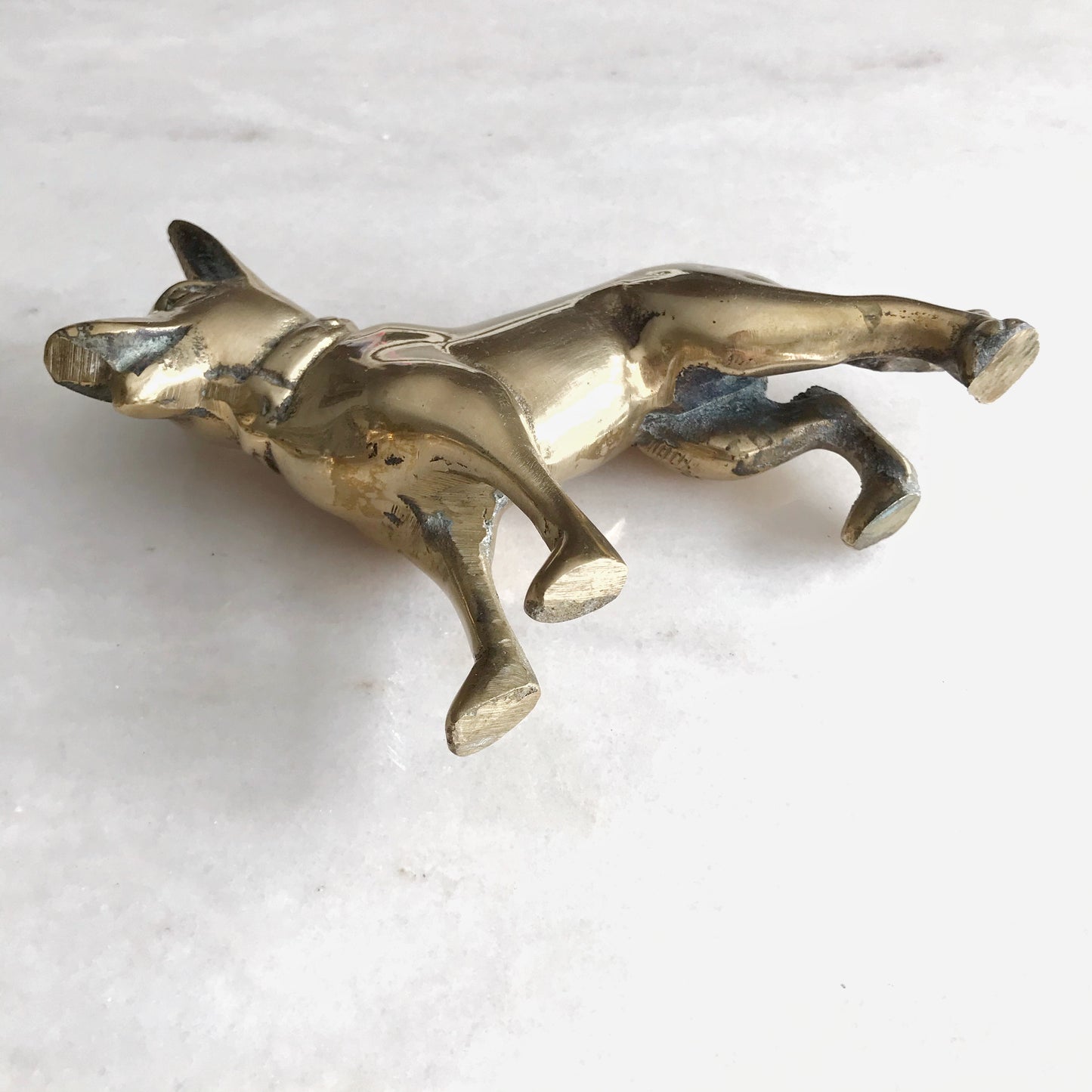 Vintage Brass Dog, German Shepherd