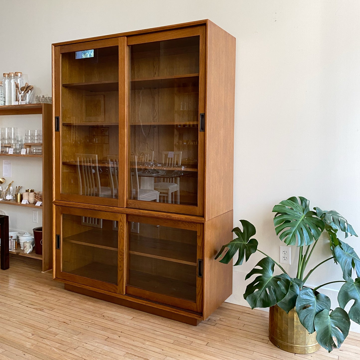 XL Contemporary Oak Display Cabinet / Hutch