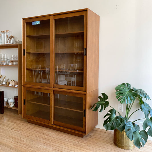 XL Contemporary Oak Display Cabinet / Hutch