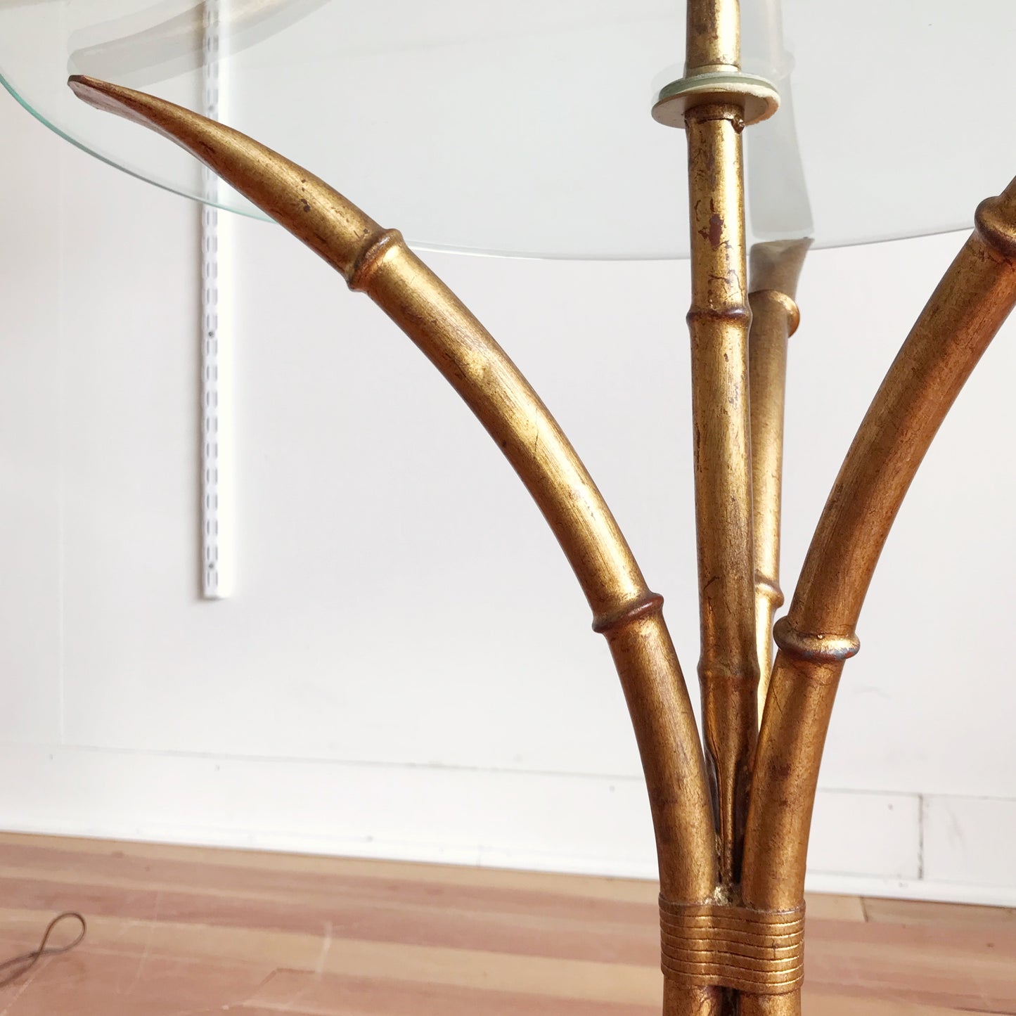 Vintage Hollywood Regency Gold Bamboo Floor Lamp
