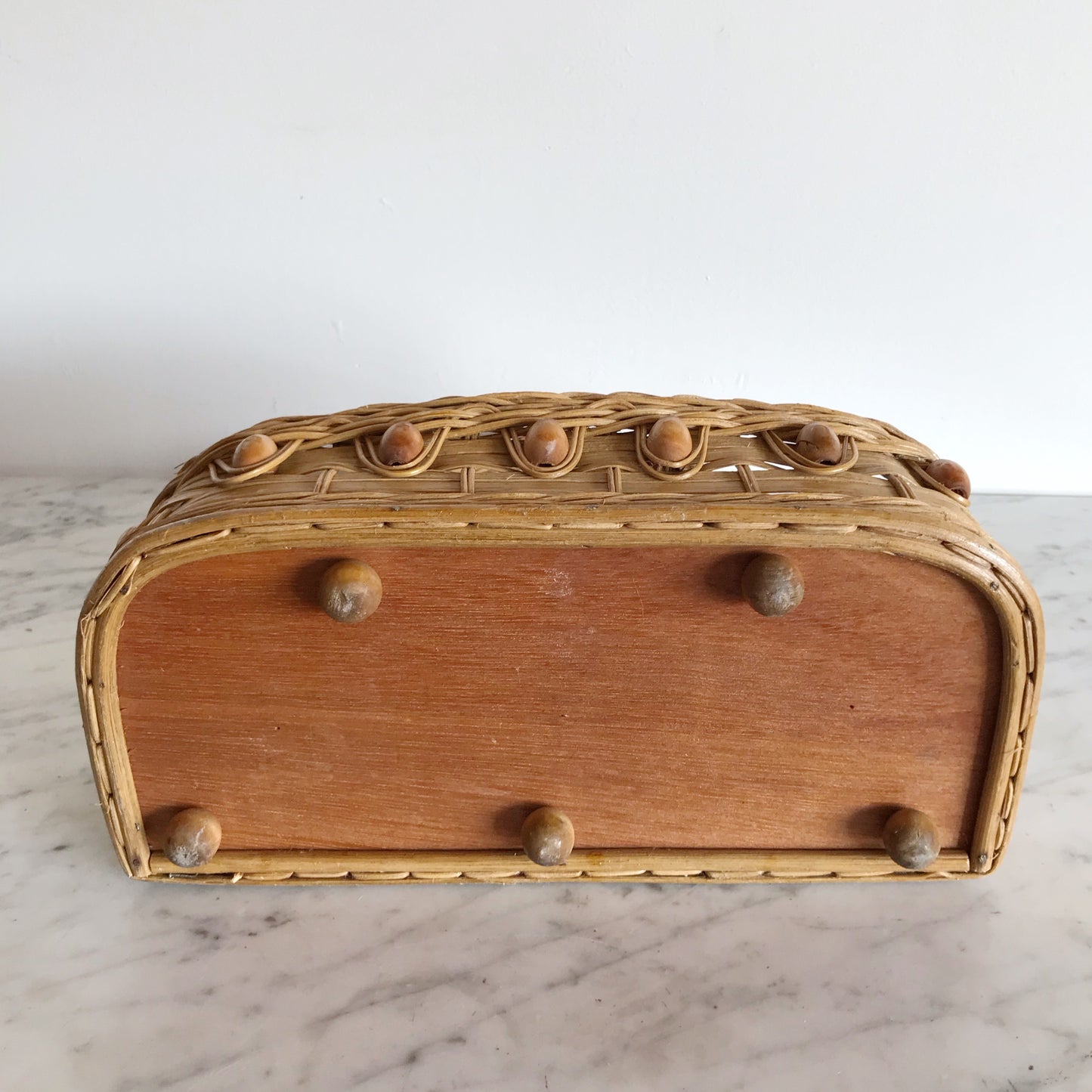 Vintage Wicker Vanity Shelf with Mirror