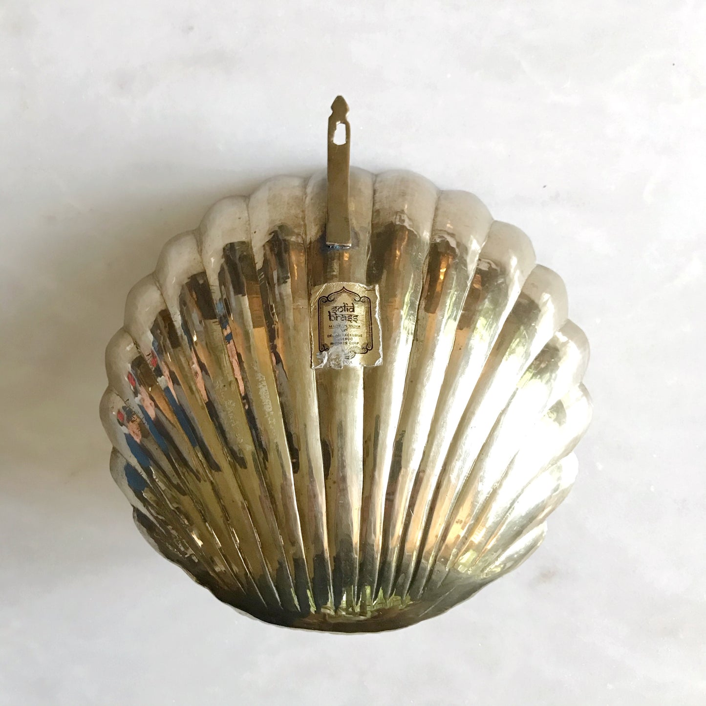 Vintage Solid Brass Seashell Candle Sconce