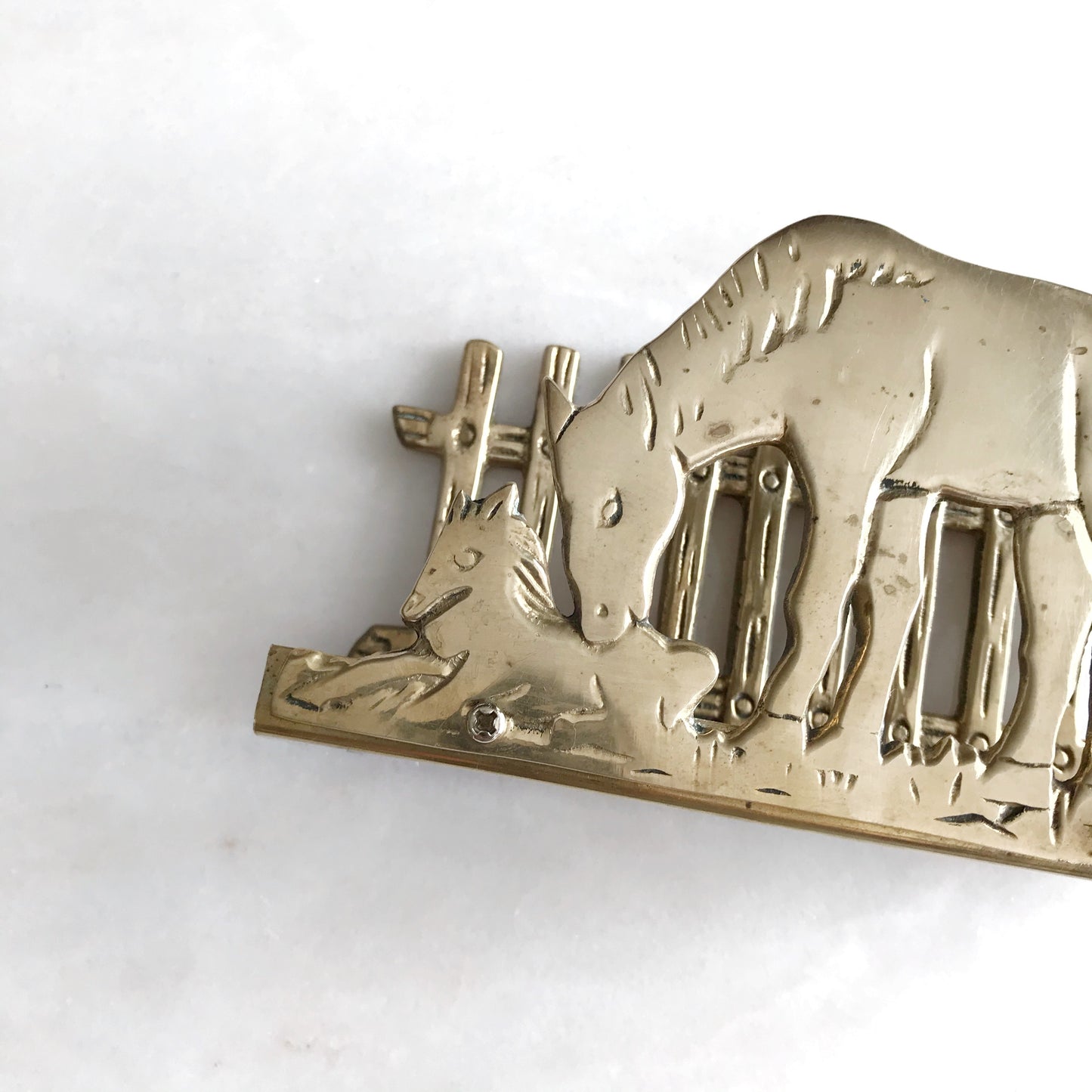 Vintage Brass Horse Letter Holder