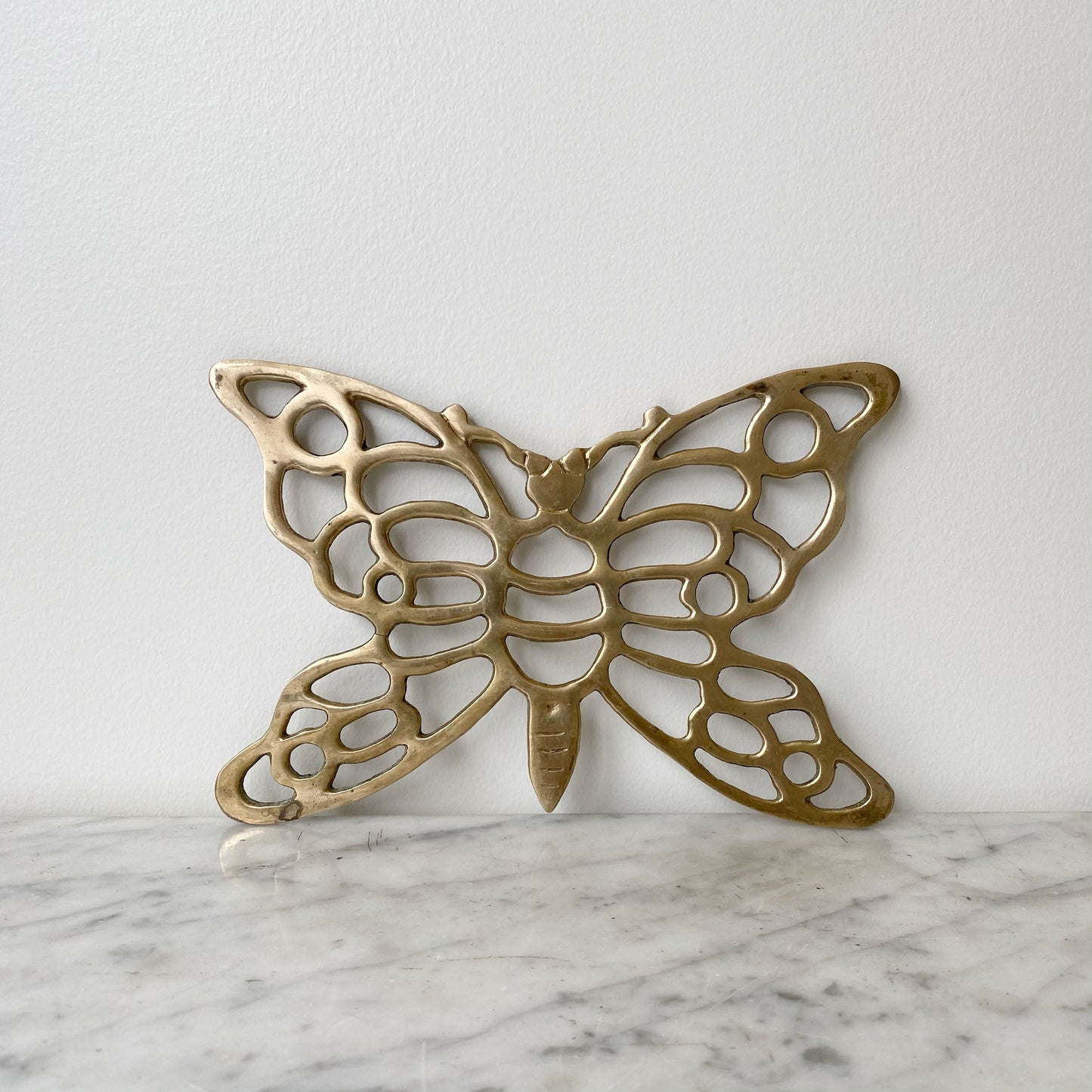 Vintage Solid Brass Butterfly Trivet / Wall Decor